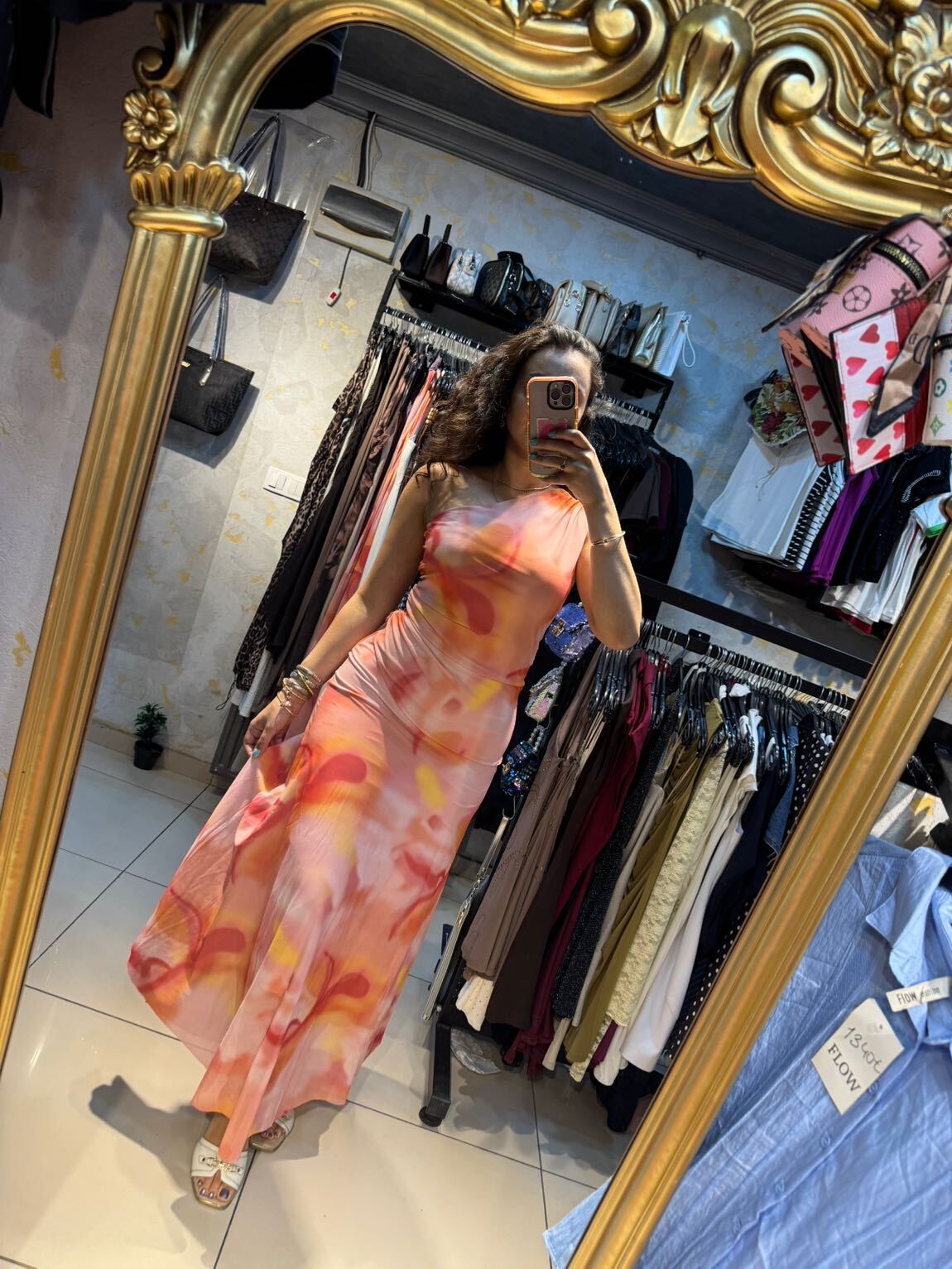 Massimo dutti pembe desenli elbise — görsel 5/8