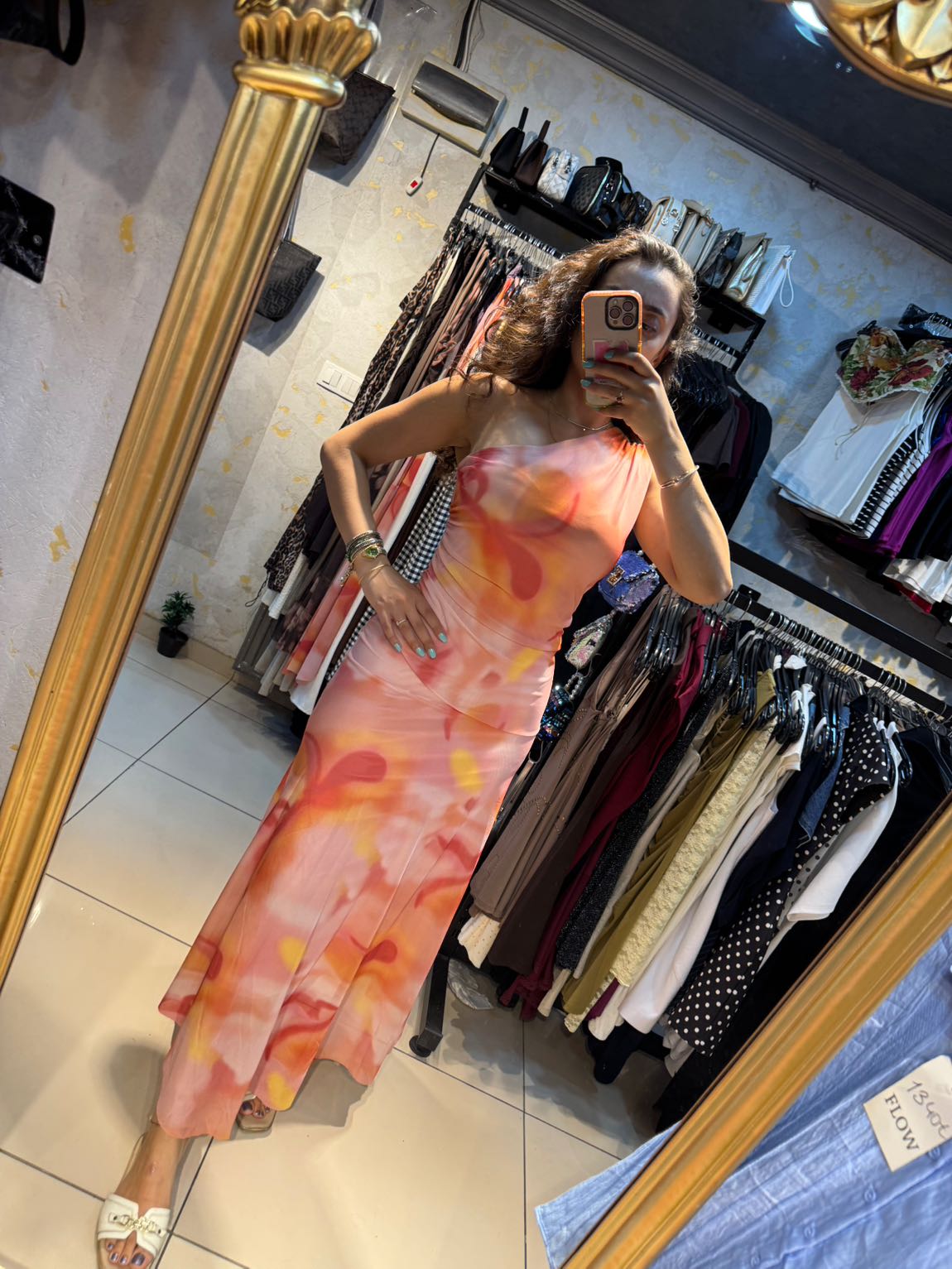 Massimo dutti pembe desenli elbise — görsel 3/8