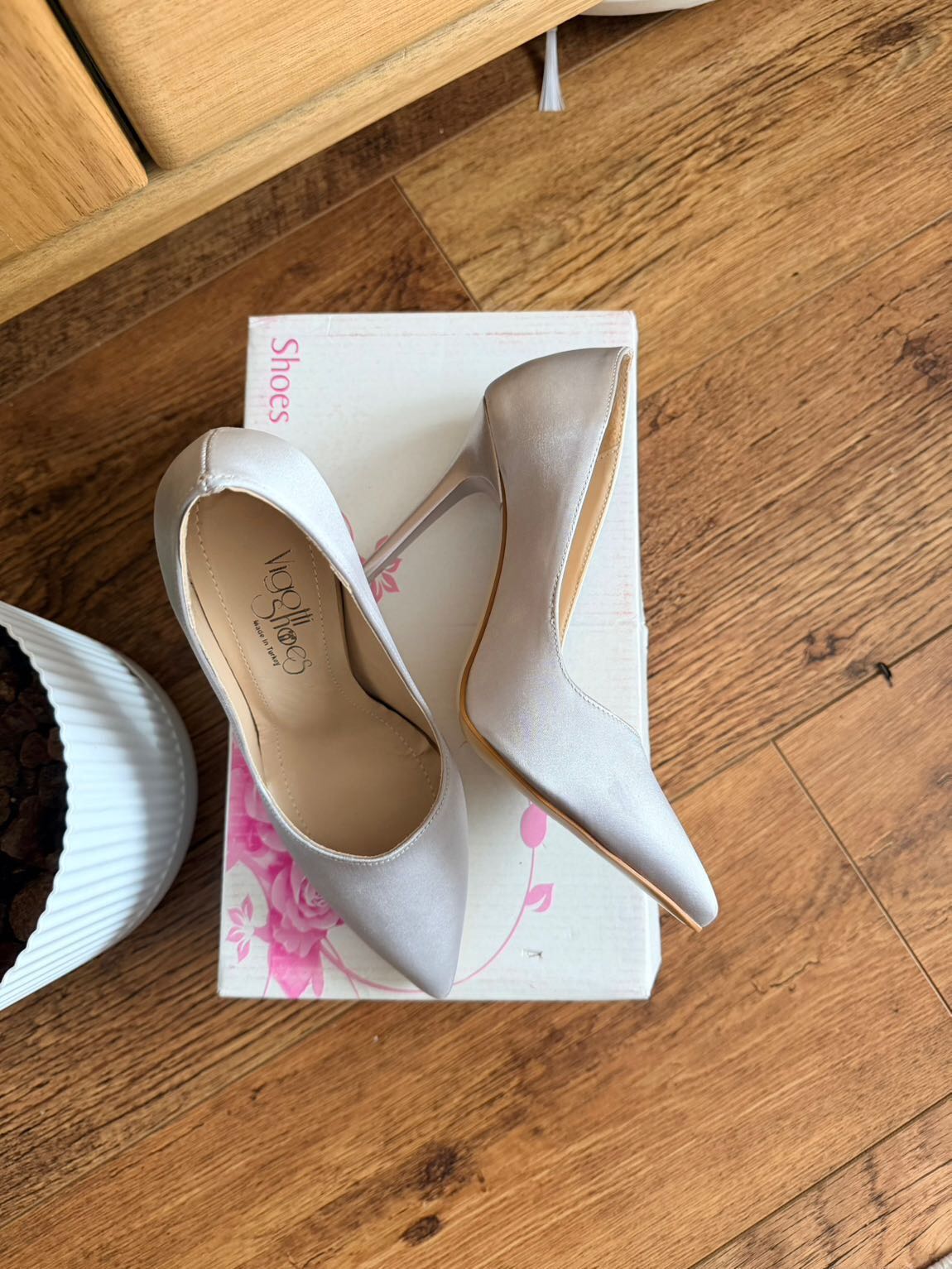 Gümüş Saten Stiletto Topuklu Ayakkabı — görsel 6/7
