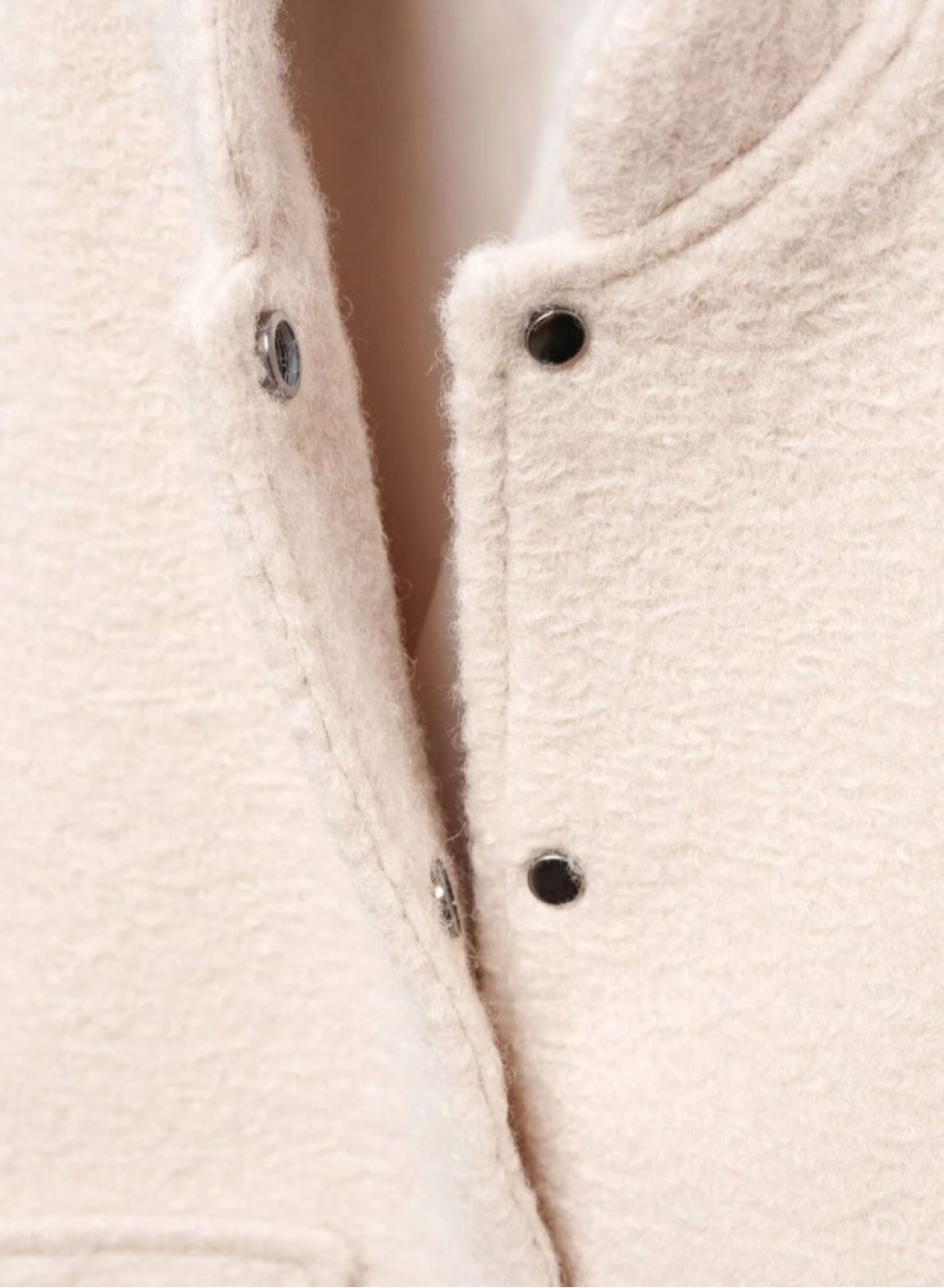 Bej Yün Dokulu Oversize Ceket — görsel 3/5