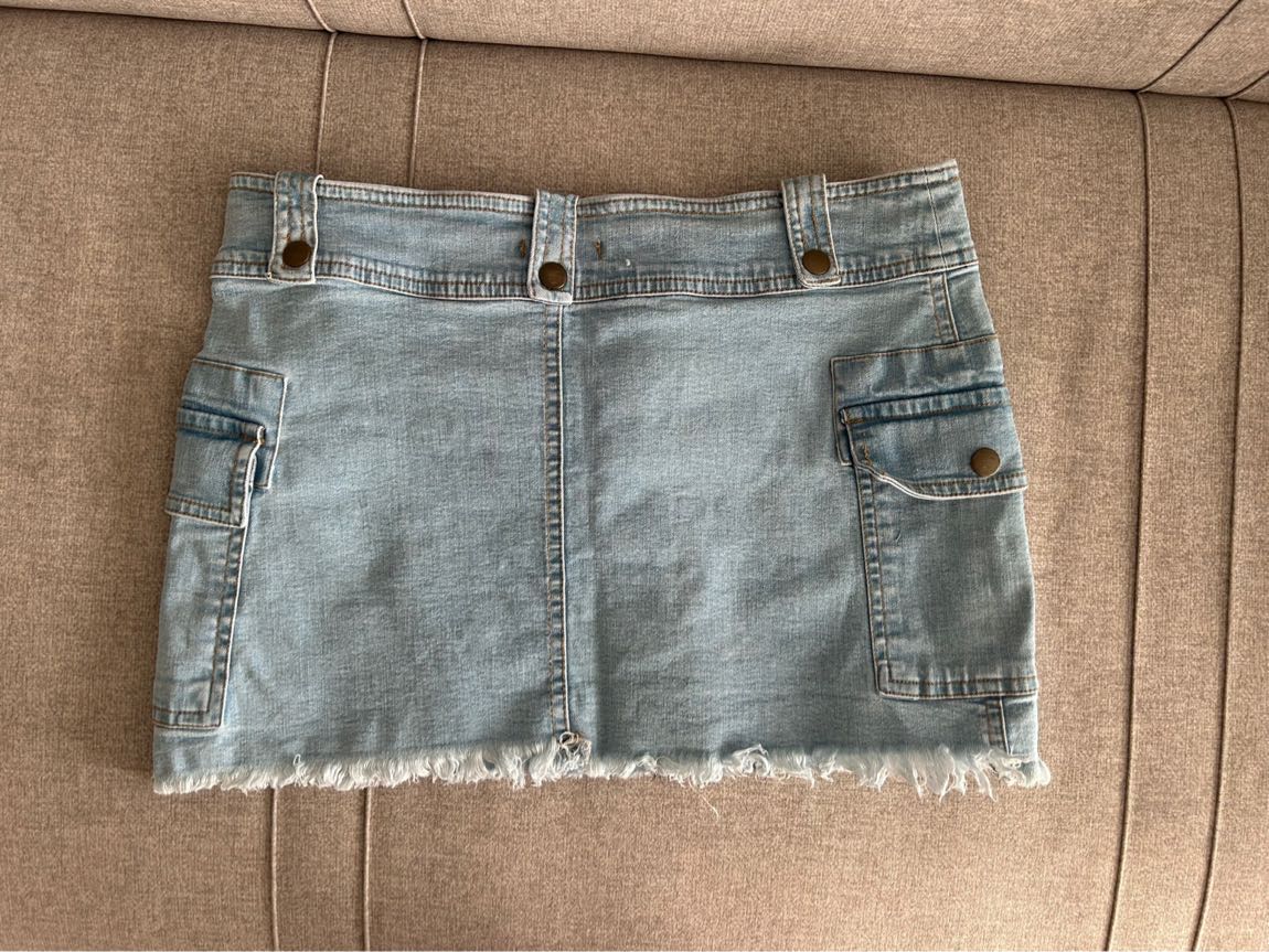 Vintage Kot Cep Detaylı Mini Etek — görsel 4/4