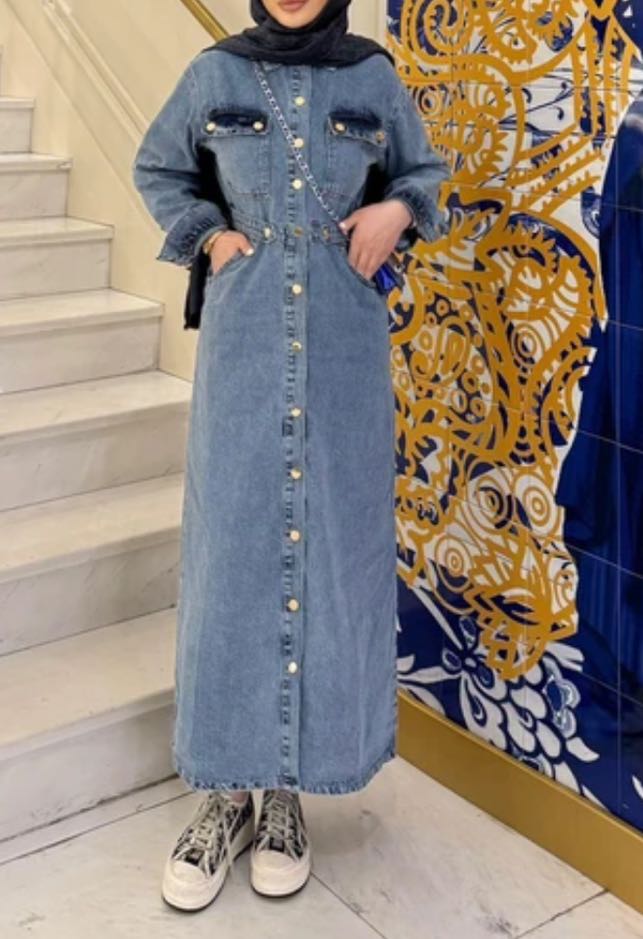 Denim T-Shirt Elbise Kot Ceket Kombinasy — görsel 7/8