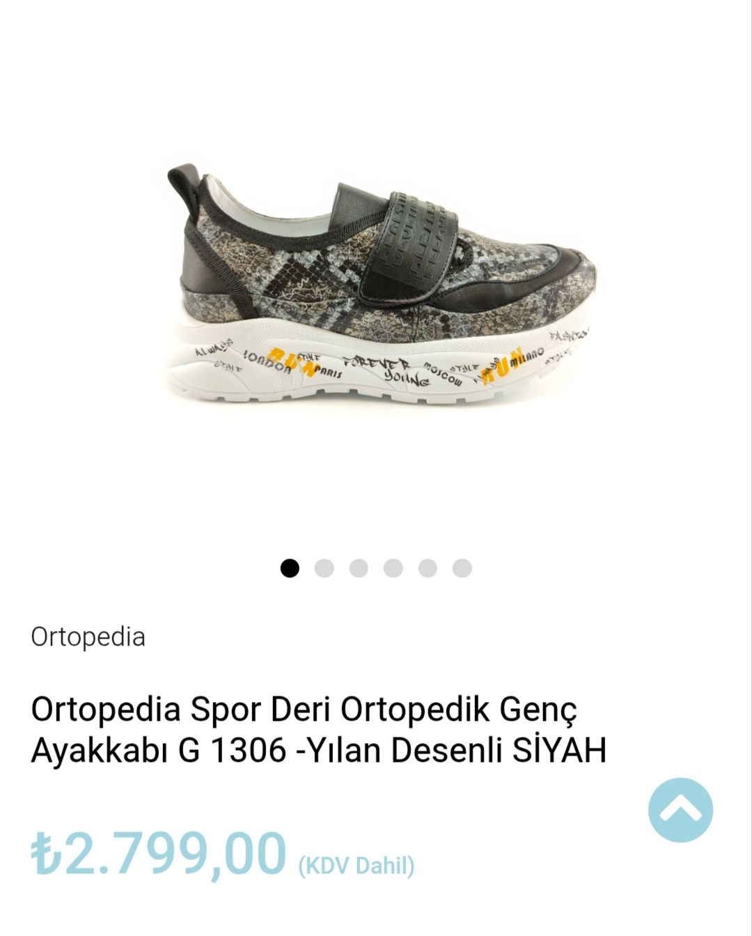 Ortopedik Desenli Siyah Spor Ayakkabı — görsel 6/6