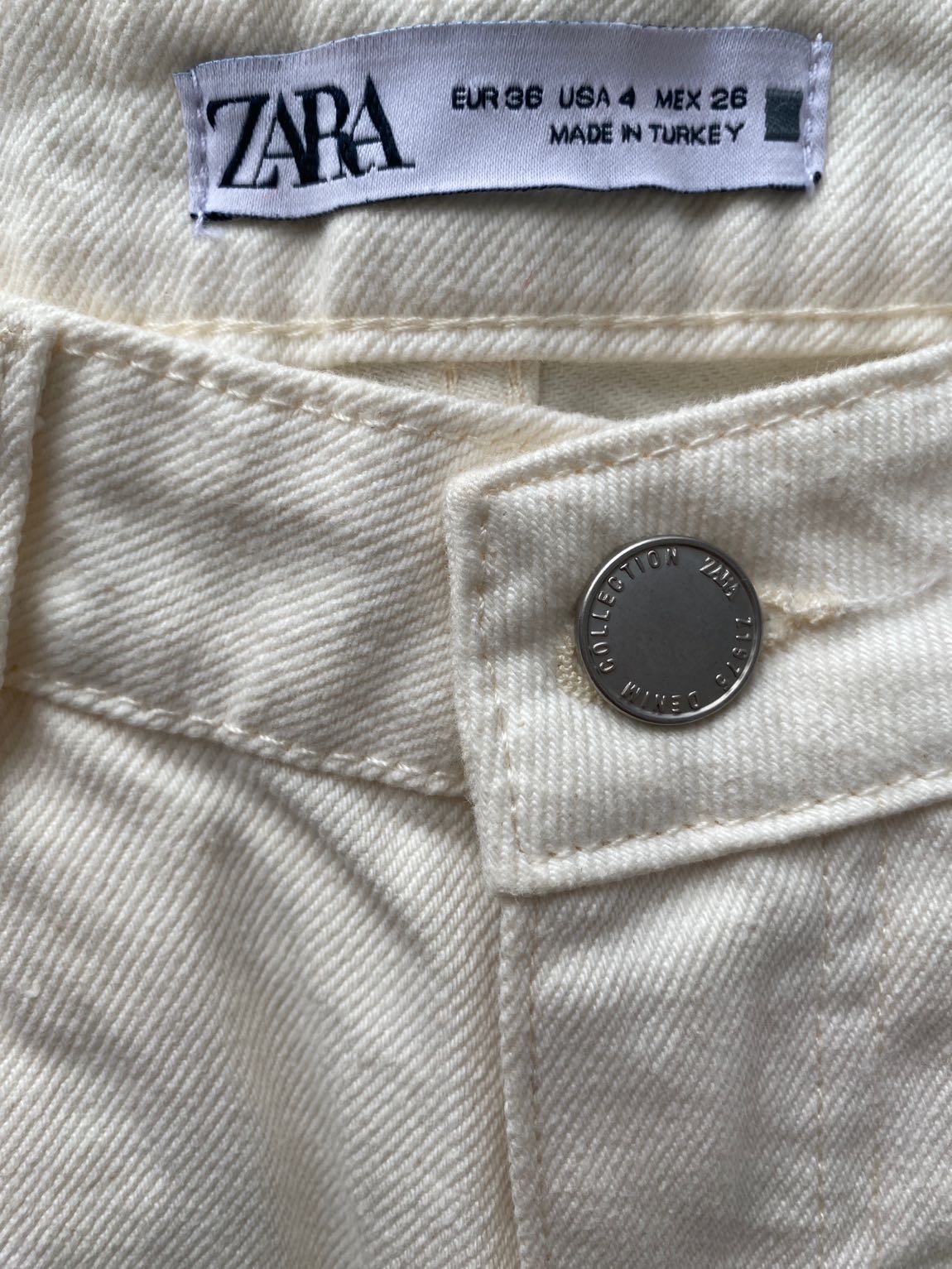 ZARA Krem Geniş Paça Kot Pantolon — görsel 3/5