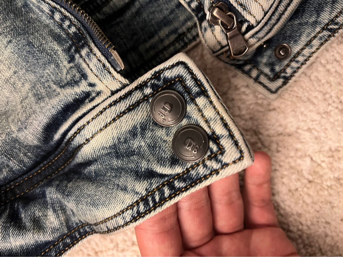Cross zipper Washed y2k Biker Denim — görsel 5/6