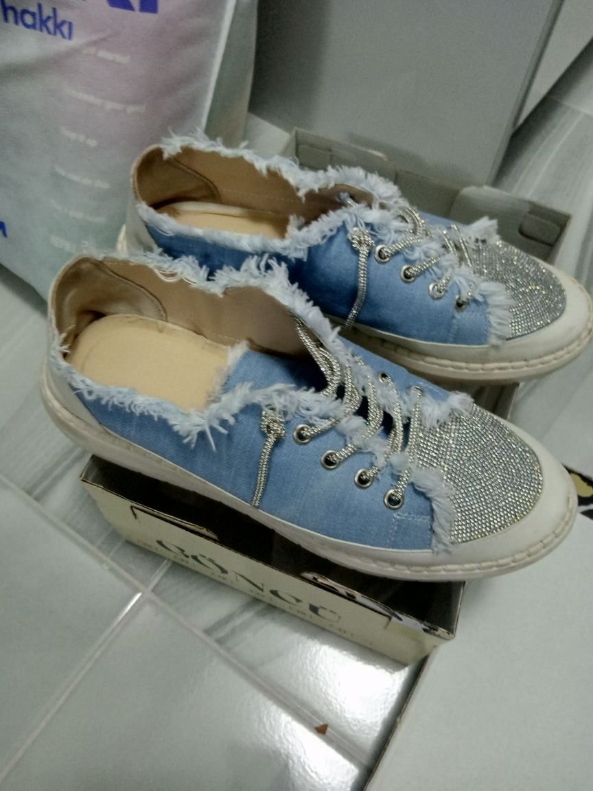 Mavi Taşlı Kot Sneaker — görsel 2/4