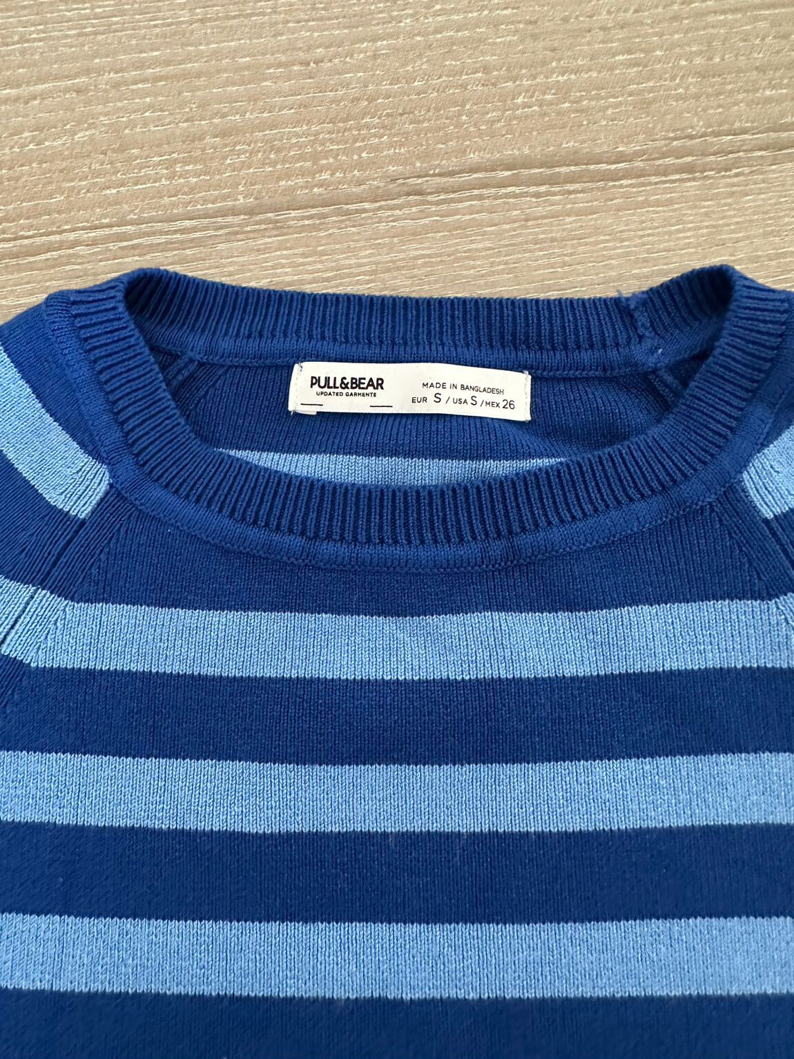 Pull & Bear Çizgili Mavi Crop Kazak — görsel 4/8