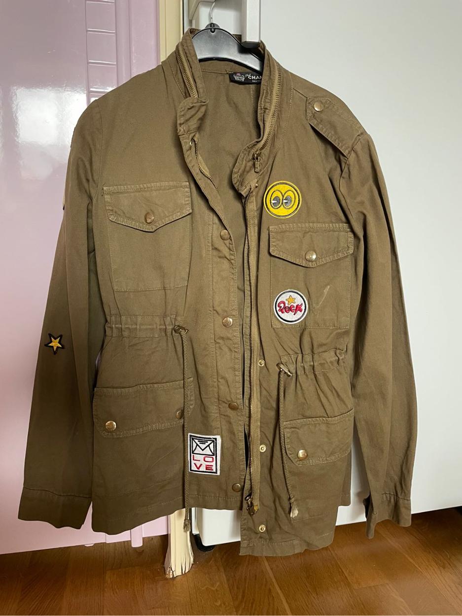 patch detaylı haki uzun ceket — görsel 4/8