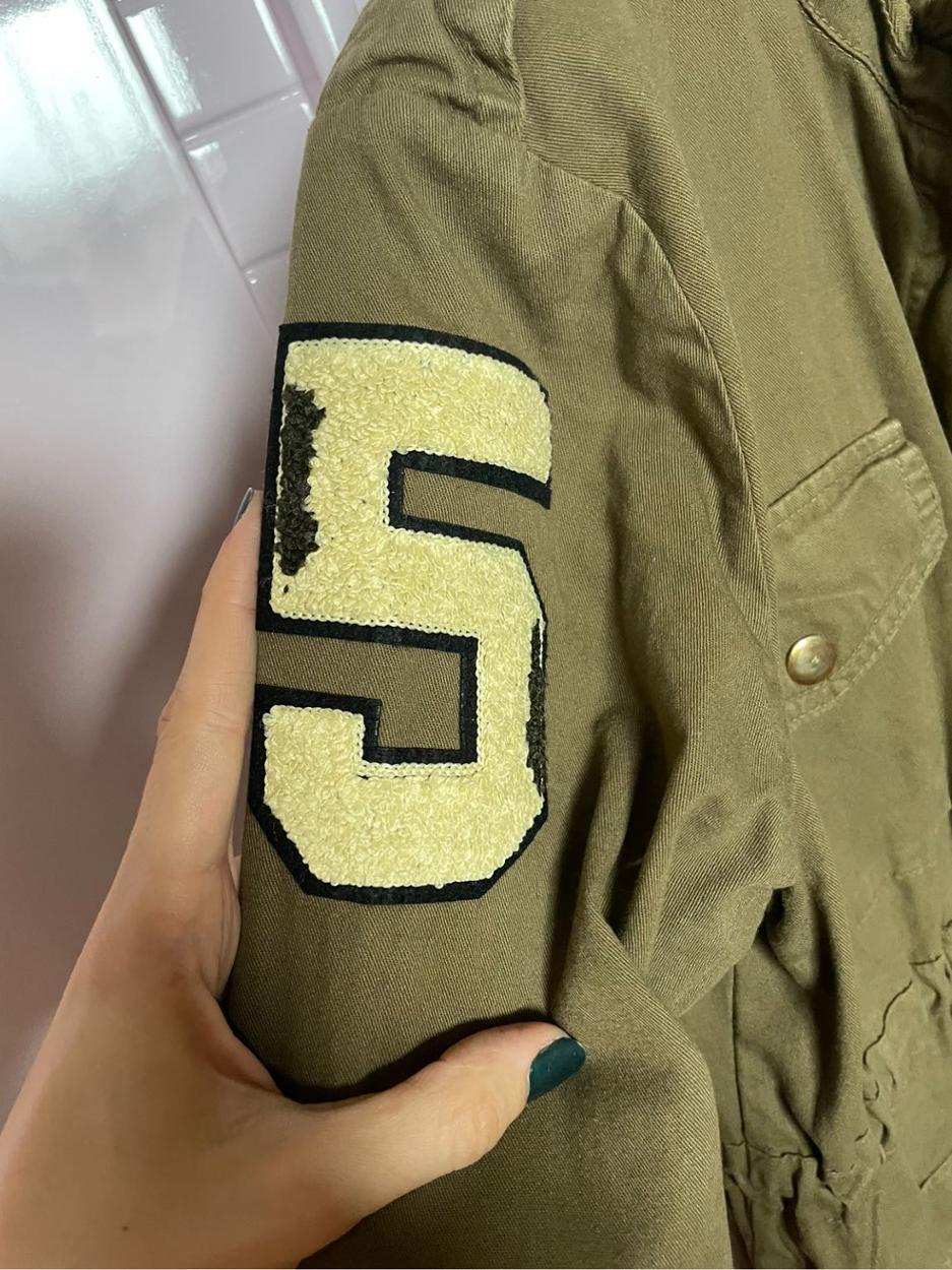 patch detaylı haki uzun ceket — görsel 5/8