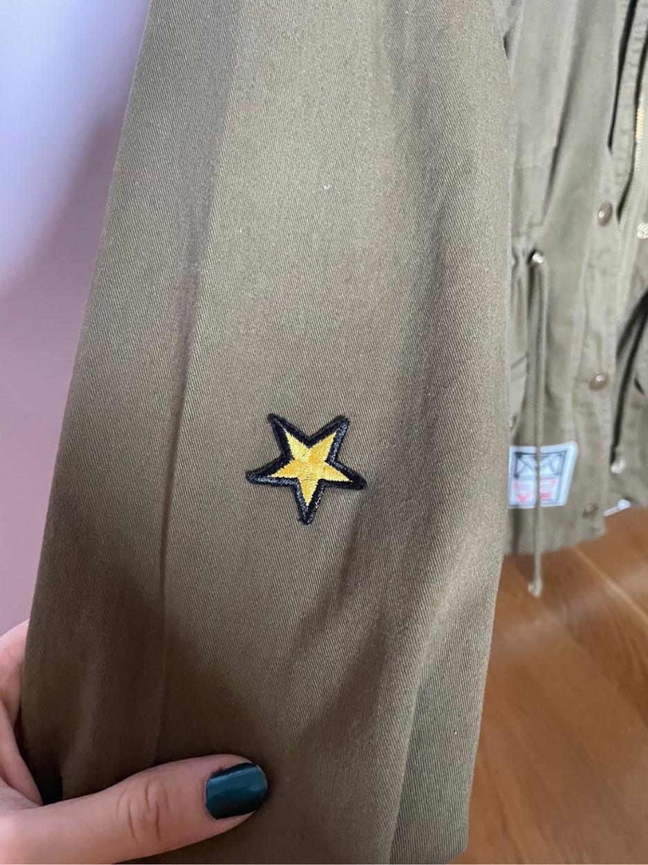 patch detaylı haki uzun ceket — görsel 6/8