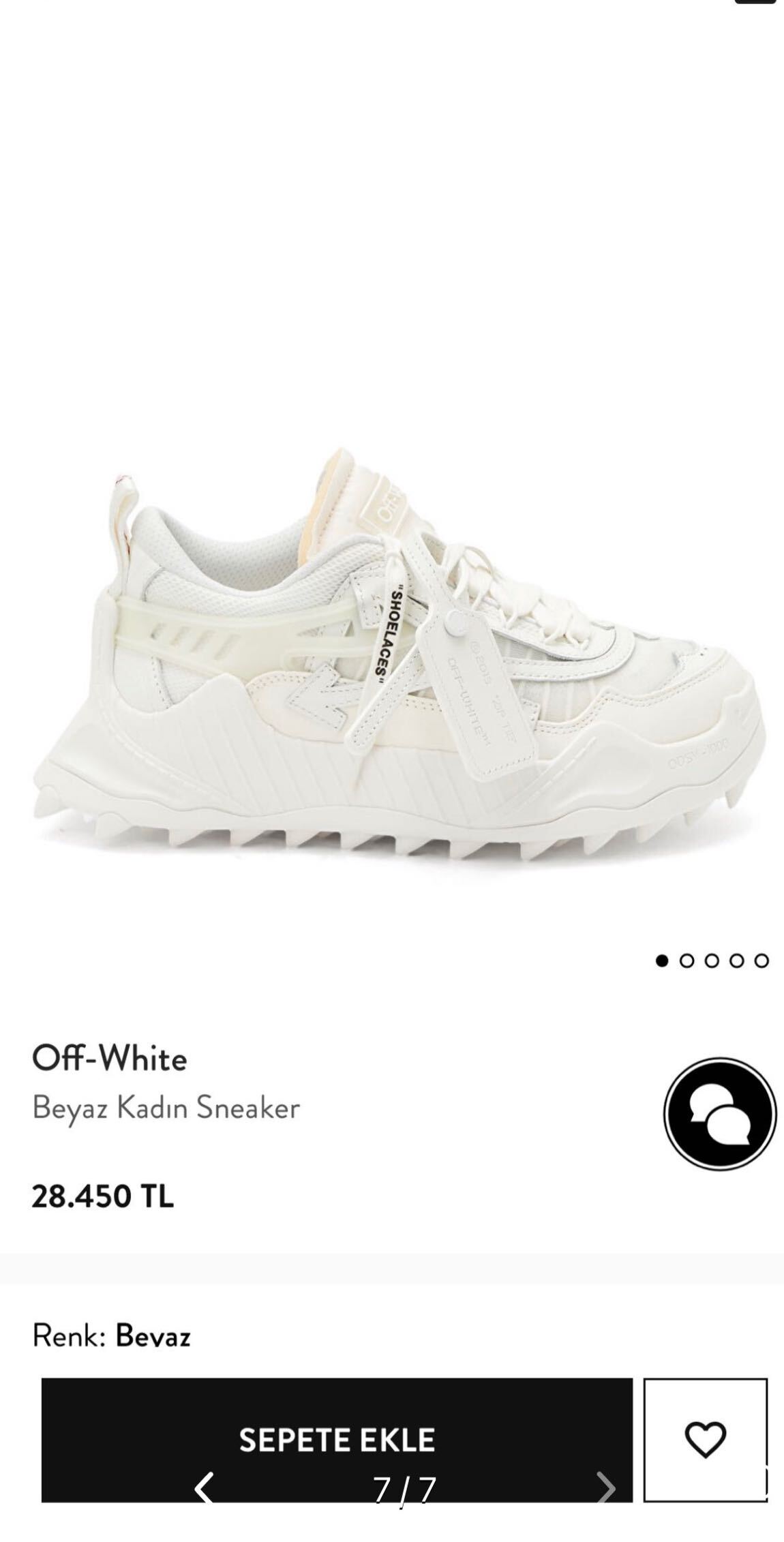 Off White Pembe Sneaker — görsel 7/7