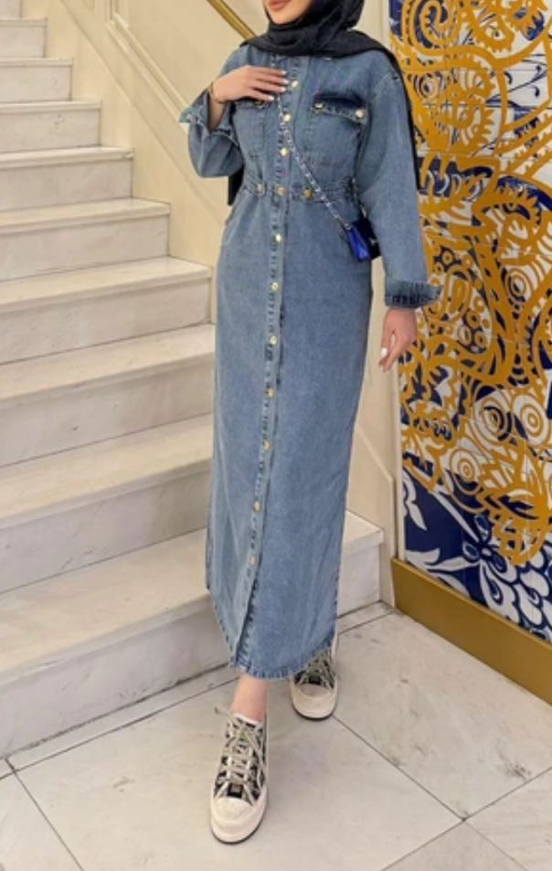 Denim T-Shirt Elbise Kot Ceket Kombinasy — görsel 8/8