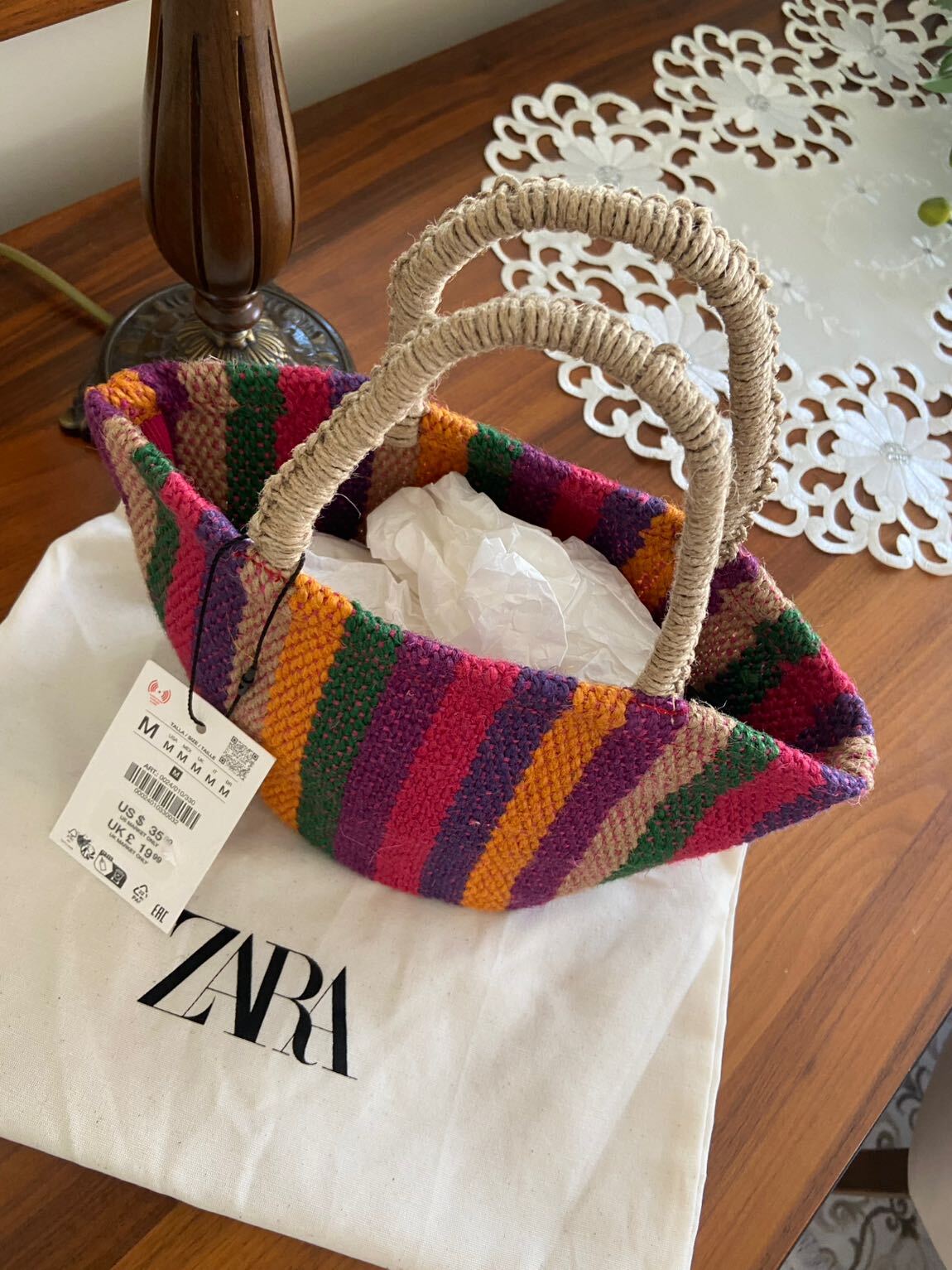 Zara Çizgili El Çantası — görsel 7/8