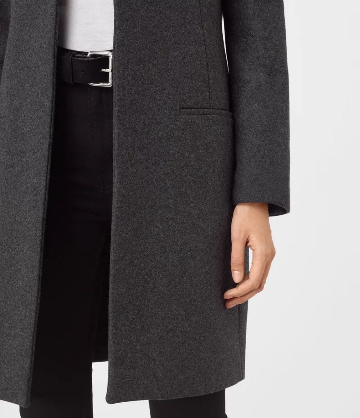ALLSAINTS Leni Coat Deri Yaka Kaşe Palto — görsel 4/8