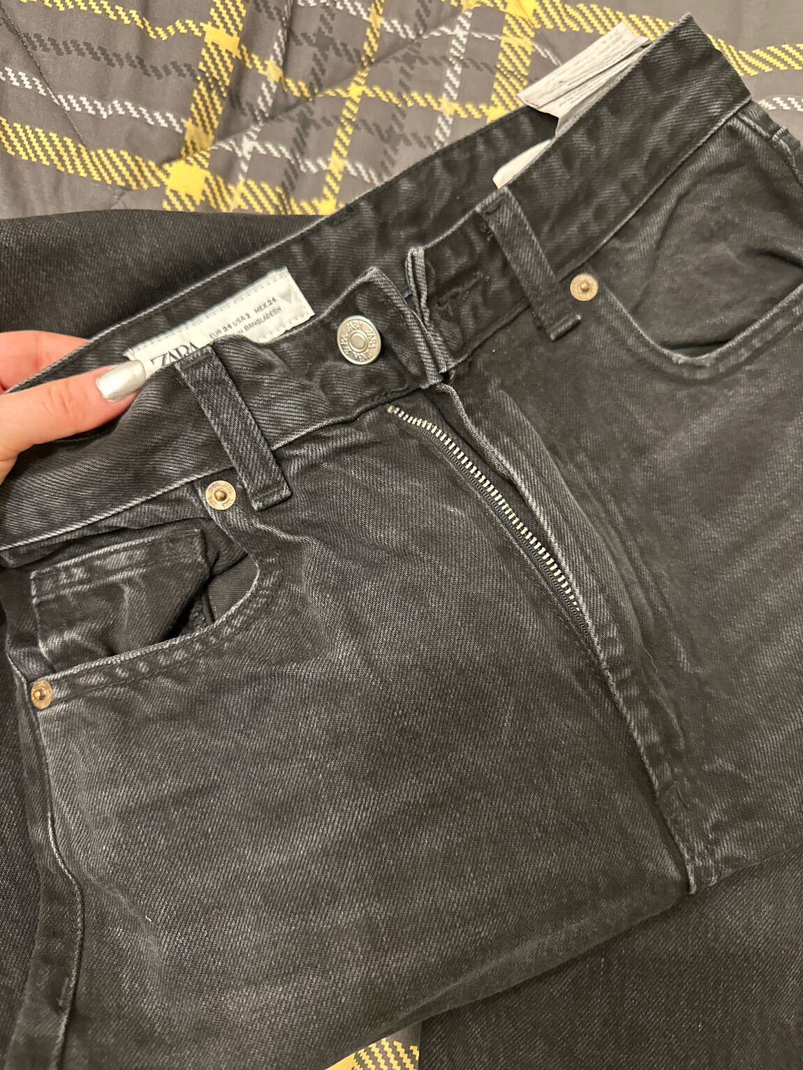 Yüksek Bel Siyah Geniş Paça Jean Pantolo — görsel 4/4