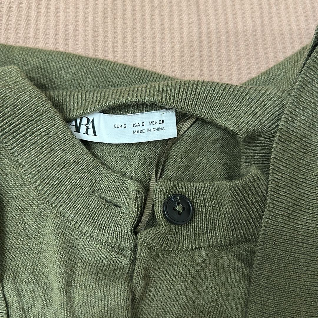 Zara Fular Detaylı Örgü Hırka Haki — görsel 4/5
