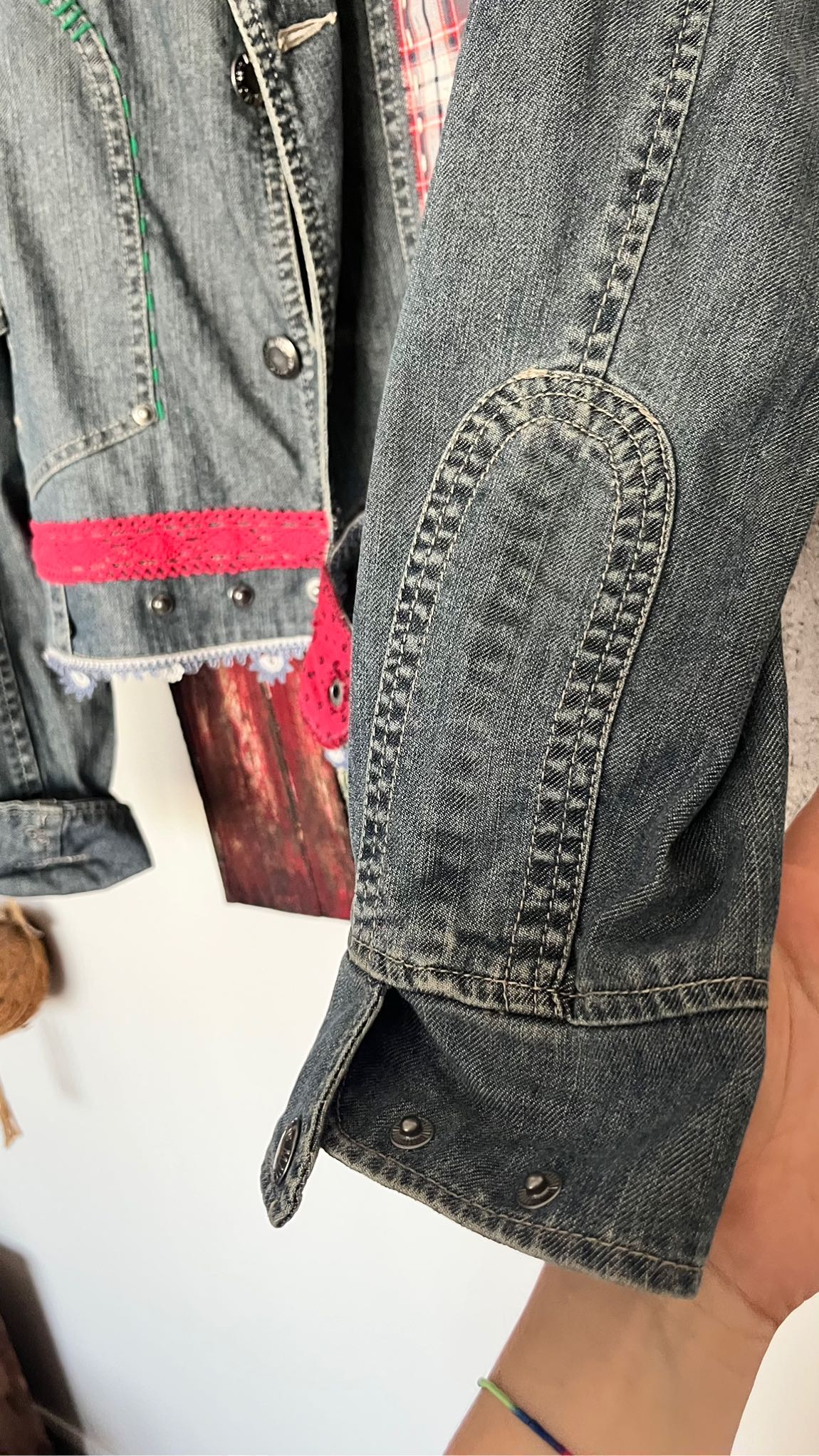 Tasarım kot ceket patchwork — görsel 5/8