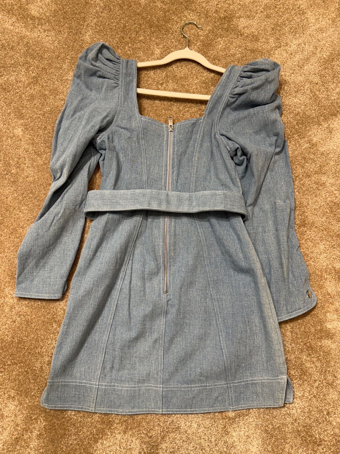 For Love and Lemons Mavi Mini Kot Elbise — görsel 5/6
