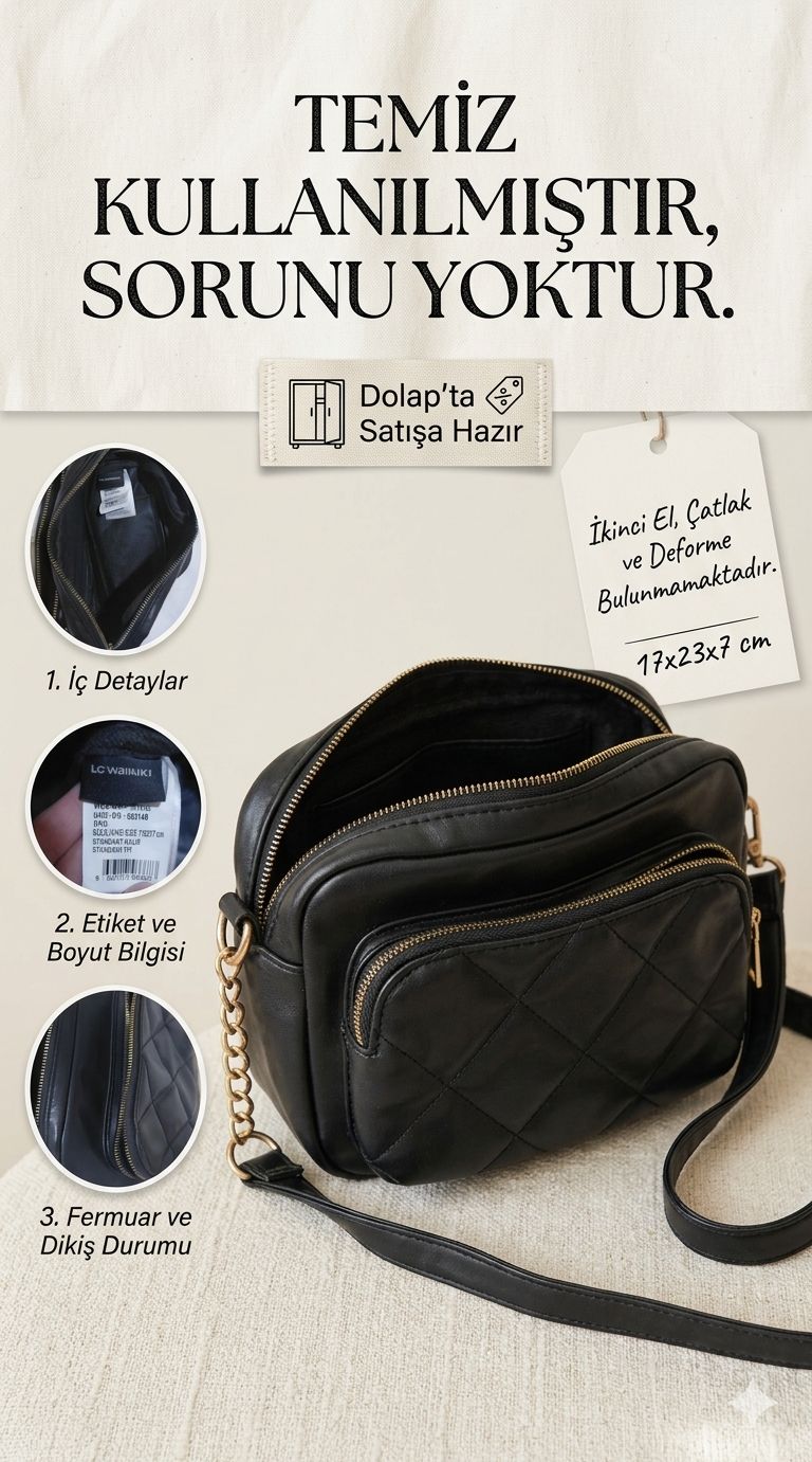 LC Waikiki Siyah Kapitone Çapraz Çanta — görsel 2/6