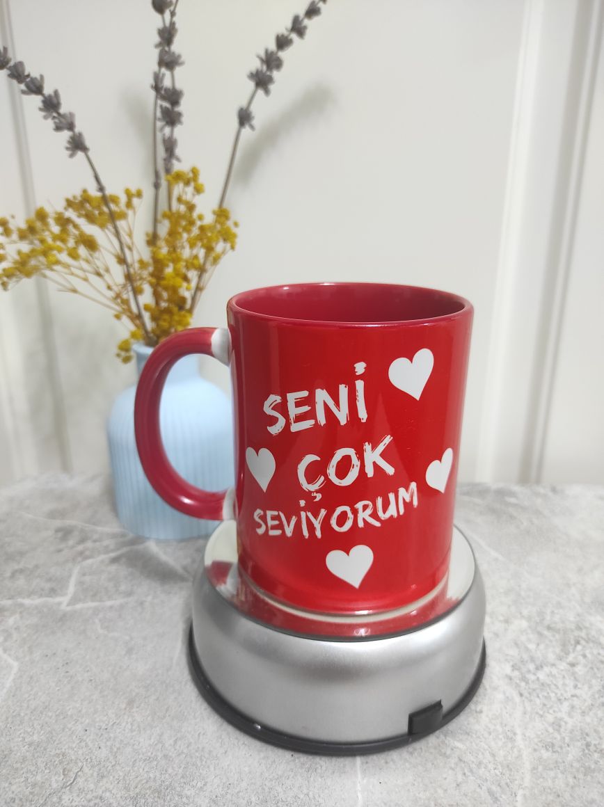 Kırmızı Kalpli Seni Seviyorum Kupa