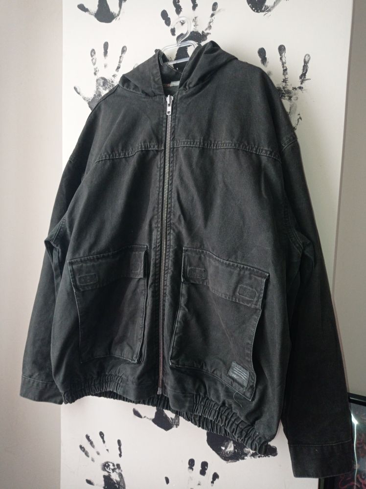 Kapüşonlu Oversize Bomber Kot Mont — görsel 2/5