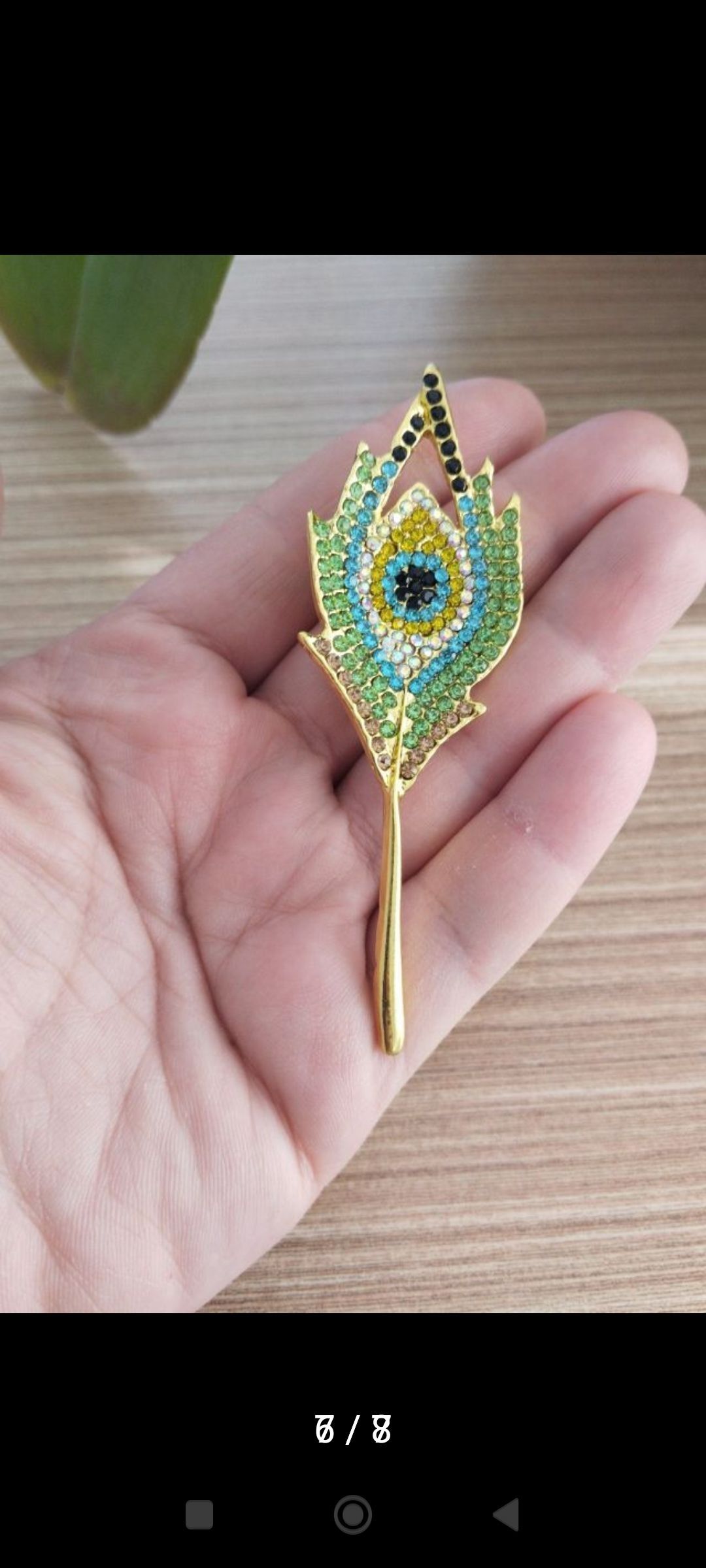American Vintage Tavuskuşu Tüyü Broş — görsel 7/8