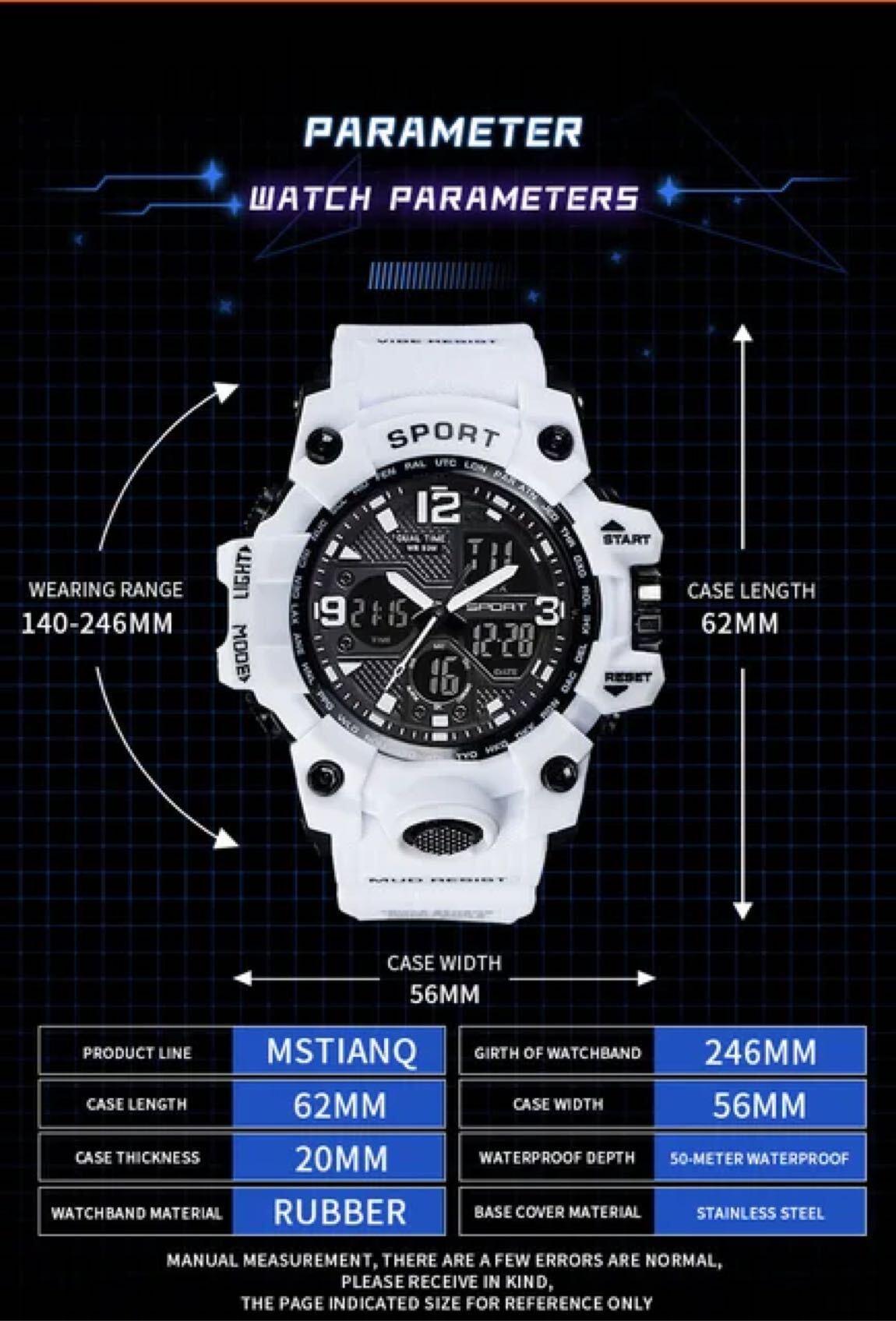 Çift ekran analog dijital sporyüzme saat — görsel 2/8