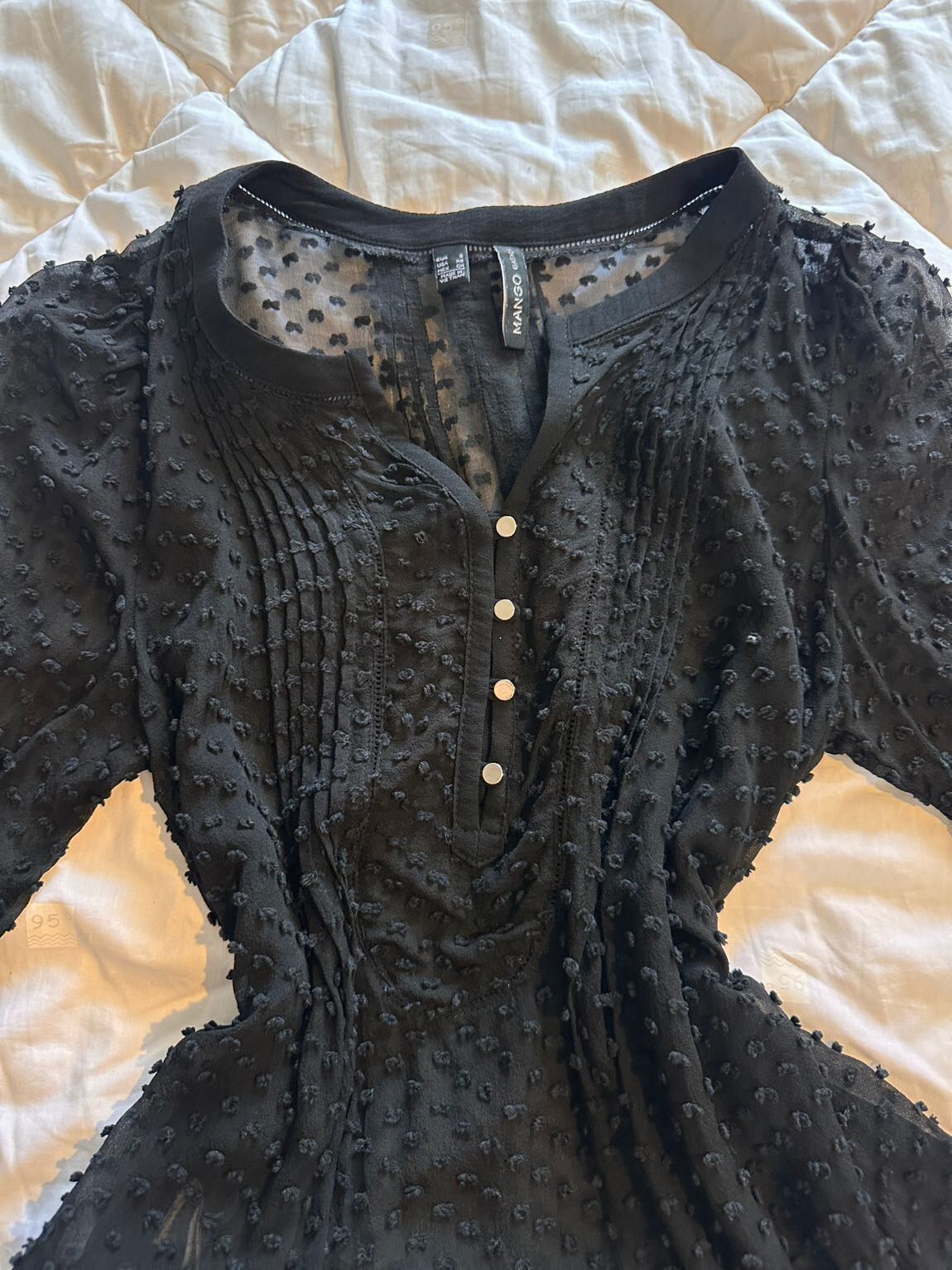 Siyah plumeti şık gotik bluz — görsel 2/5