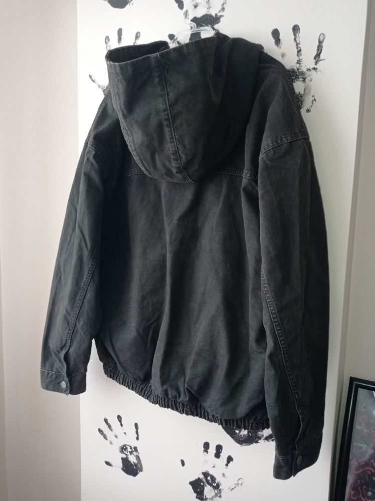 Kapüşonlu Oversize Bomber Kot Mont — görsel 4/5