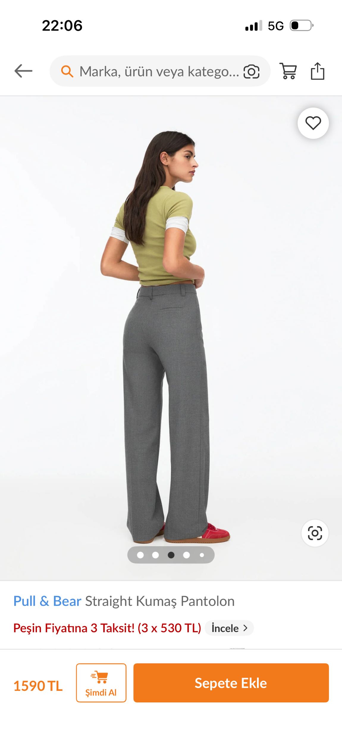 Pull & Bear Gri Kumaş Pantolon — görsel 3/8