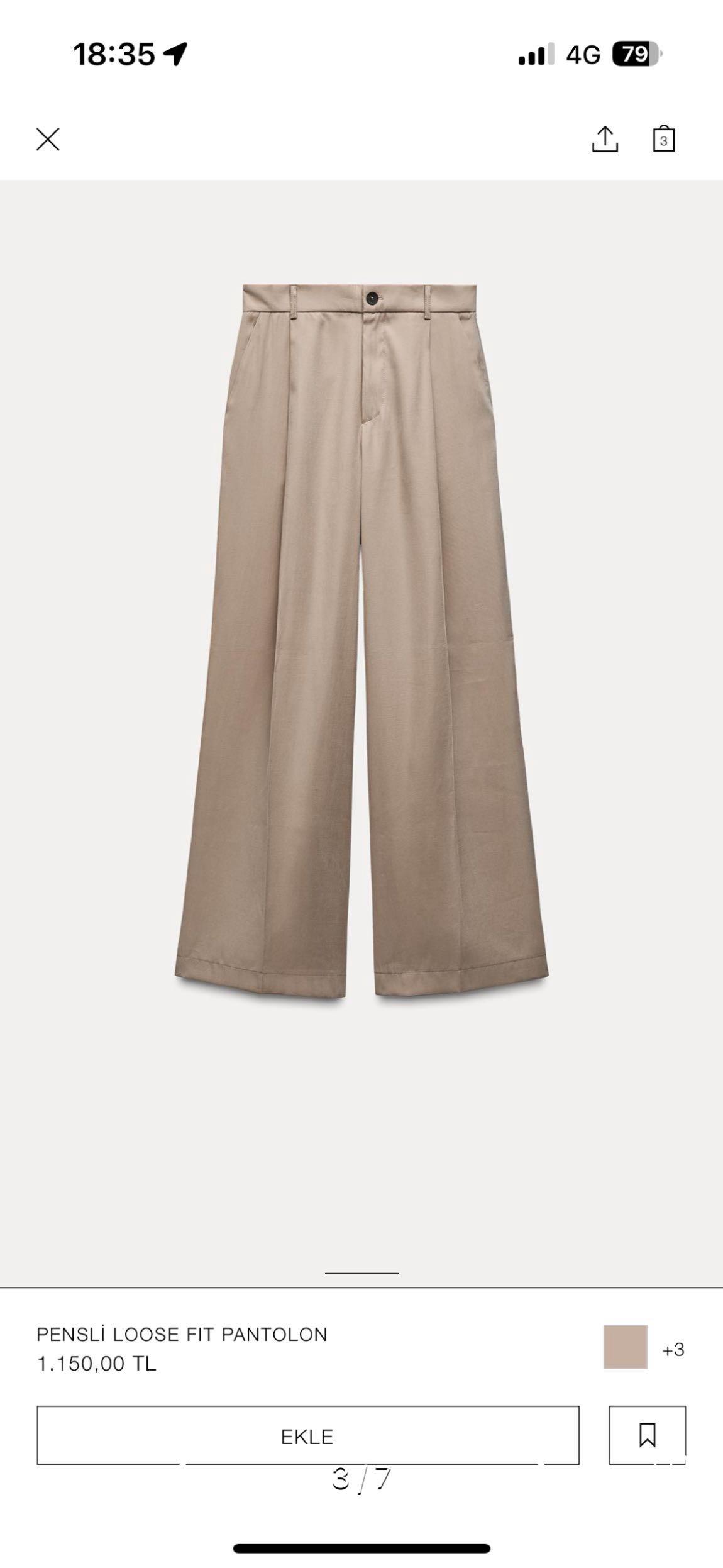 Bej Pensli Loose Fit Pantolon — görsel 3/6