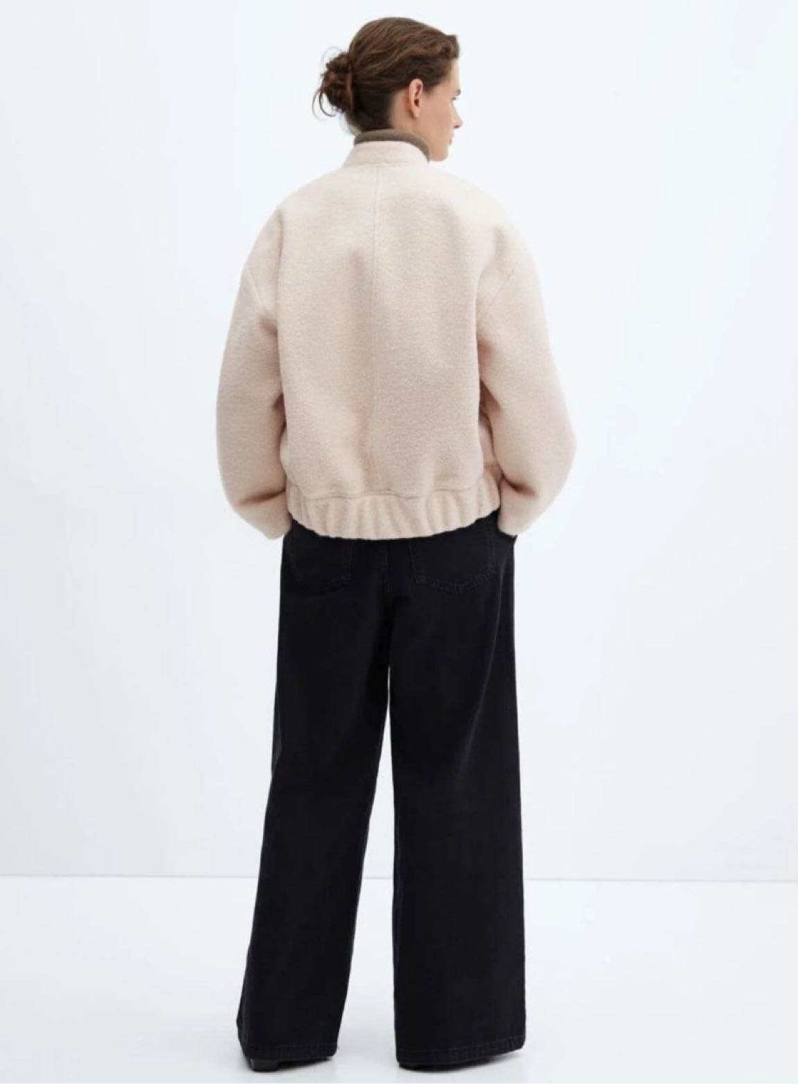 Bej Yün Dokulu Oversize Ceket — görsel 2/5