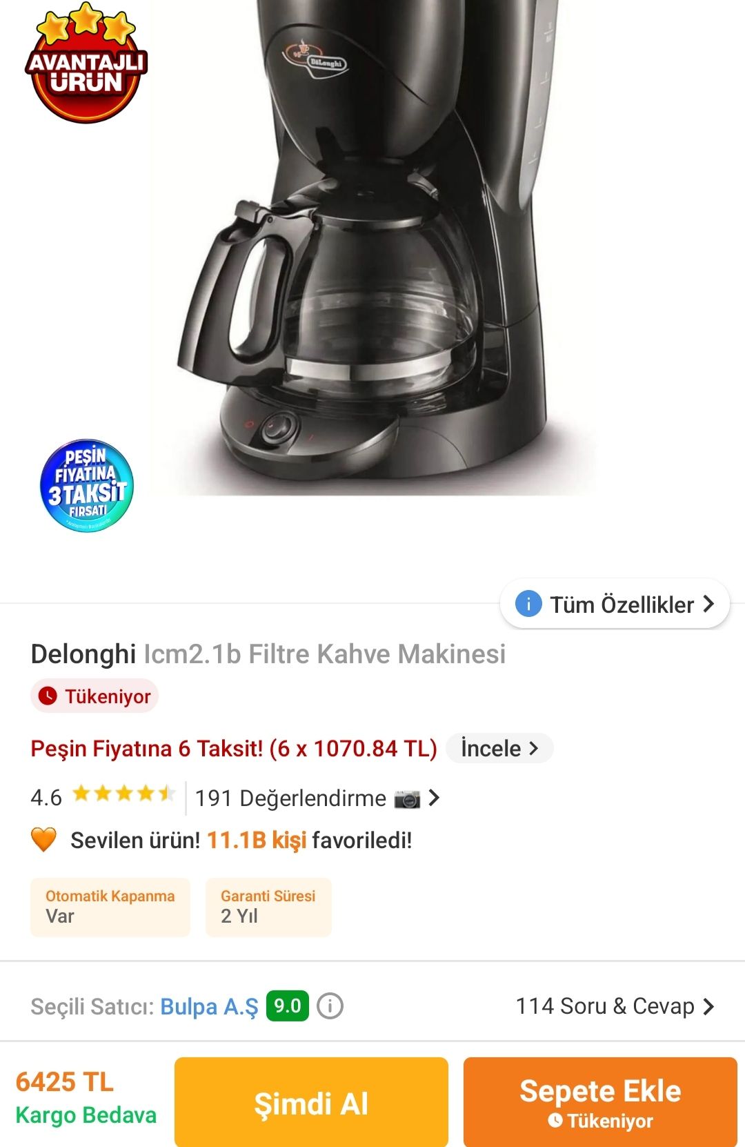 De’Longhi ICM 2.1B Filtre Kahve Makinesi — görsel 8/8