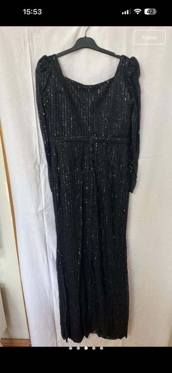Siyah Payetli Uzun Abiye Elbise — görsel 4/6