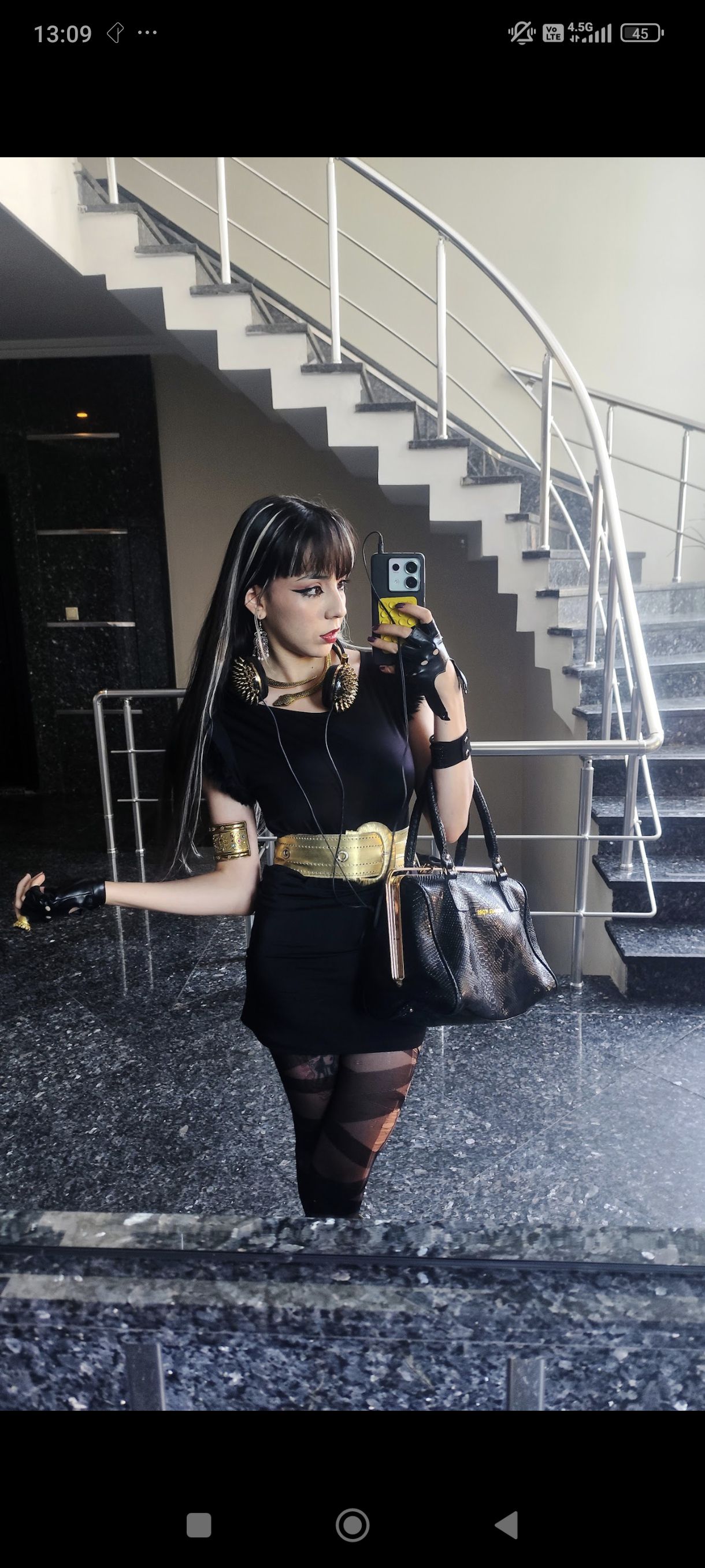 Siyah Tüylü Mini Elbise 🖤⚡Y2K Goth Punk — görsel 2/6