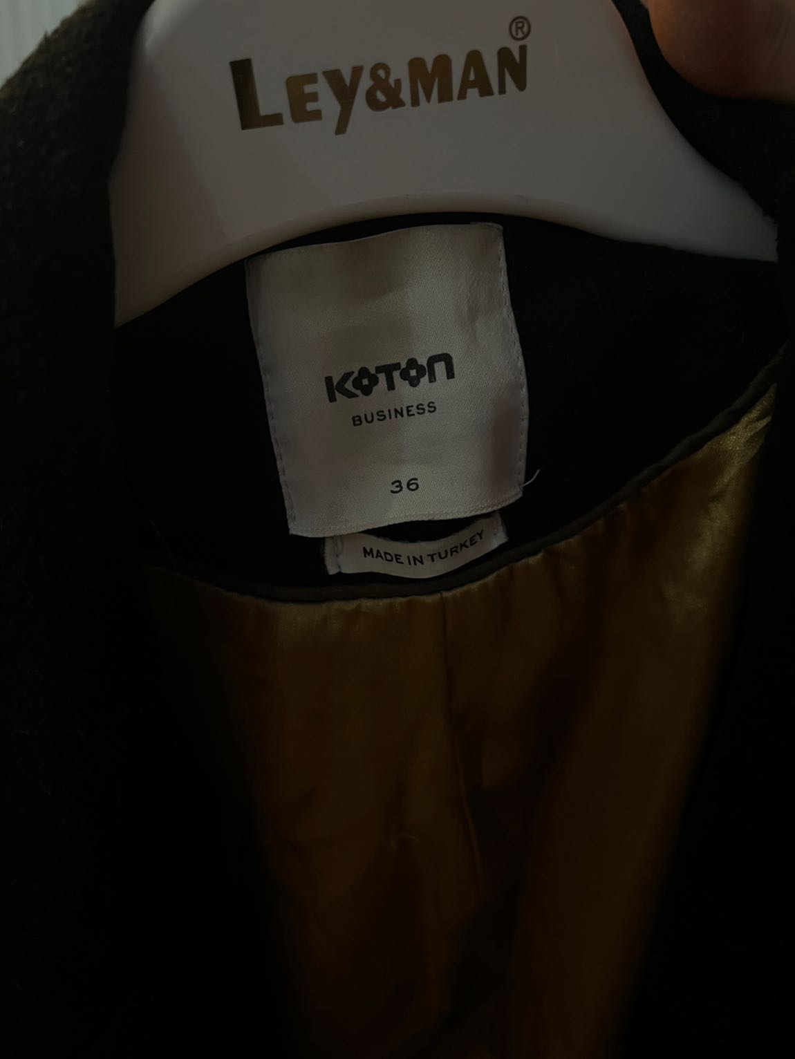 Koton Siyah Kruvaze Yünlü Palto — görsel 3/3