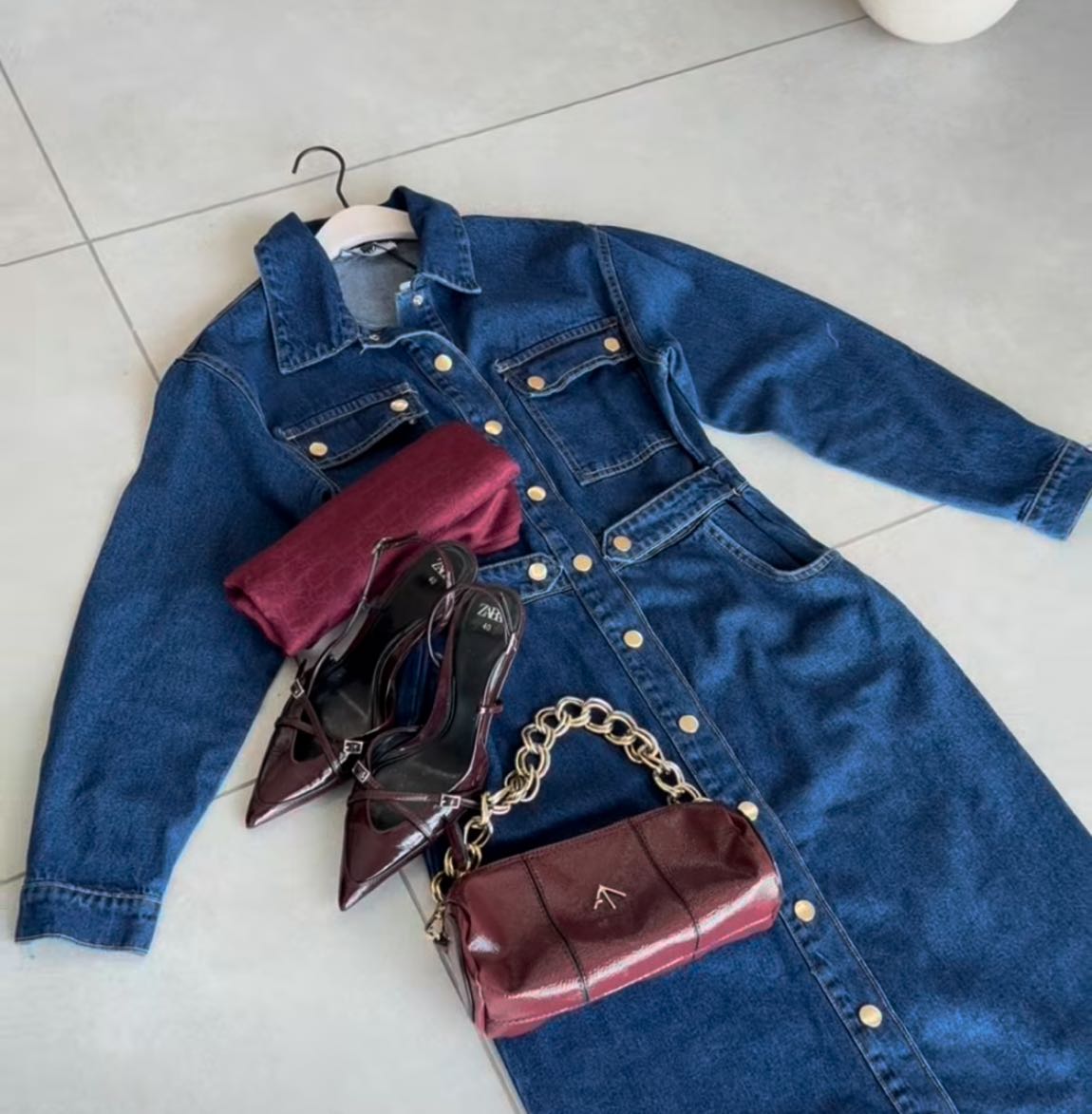 Denim T-Shirt Elbise Kot Ceket Kombinasy — görsel 5/8