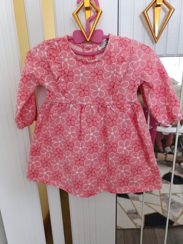 Çiçek Desenli Pembe Bebek Elbisesi — görsel 4/4