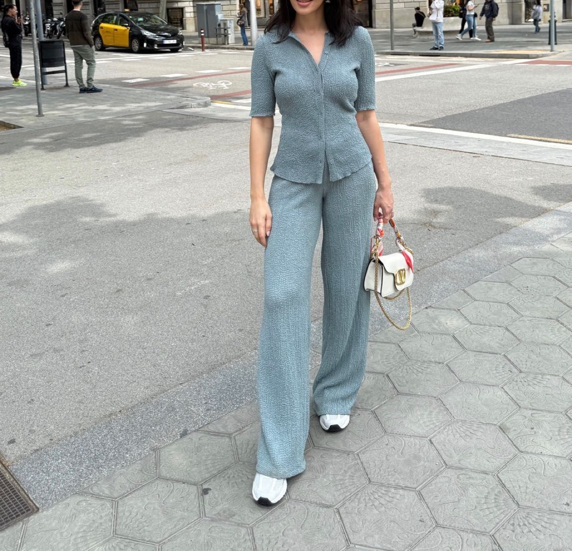 Zara İkili Takım Mavi Gofre Detaylı Pant — görsel 6/8