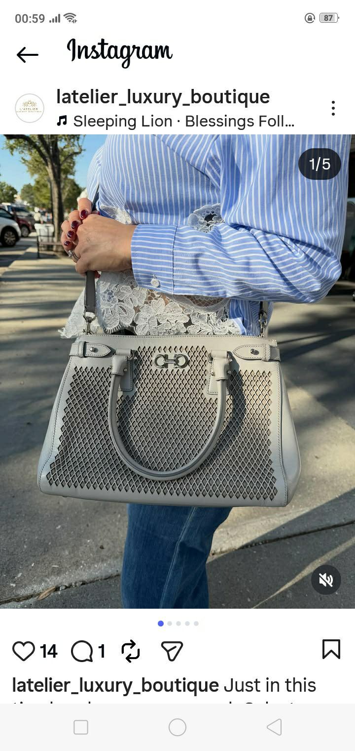 Salvatore Ferragamo Gri Deri Çanta — görsel 2/8