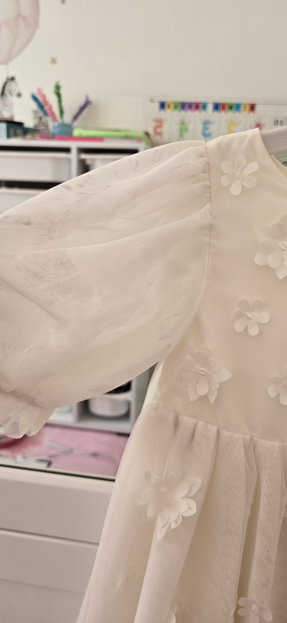 H&M Krem Çiçekli Tül Elbise — görsel 6/8