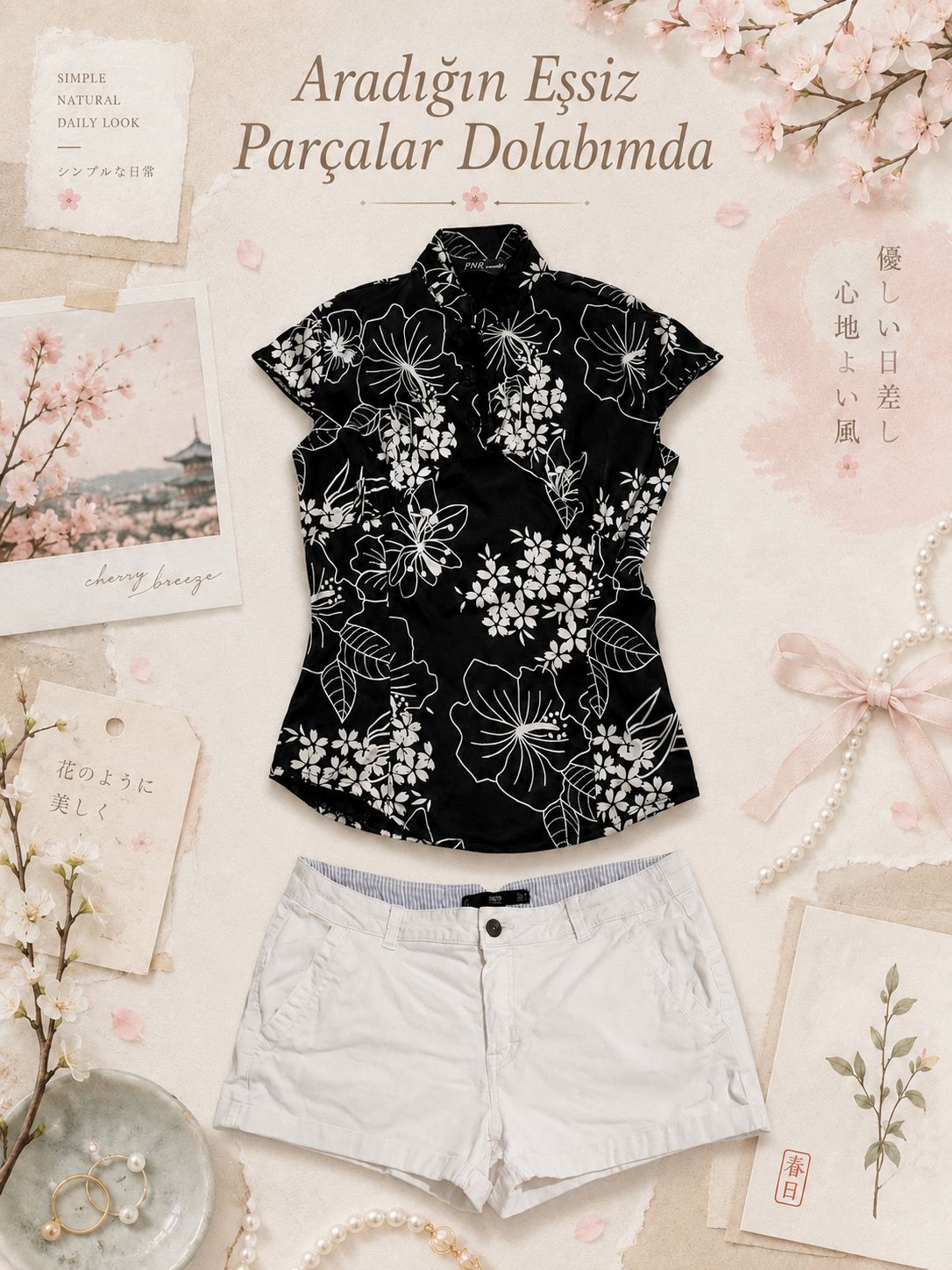 Japon Stil Mandarin Yaka Bluz — görsel 2/2