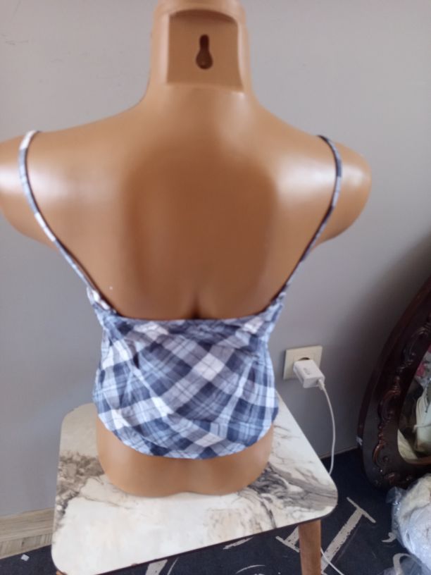 Çizgili Askılı Crop Bluz — görsel 2/2