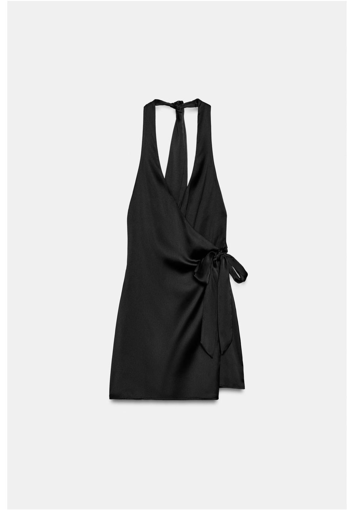 Zara Saten Halter Yaka Mini Elbise — görsel 3/6