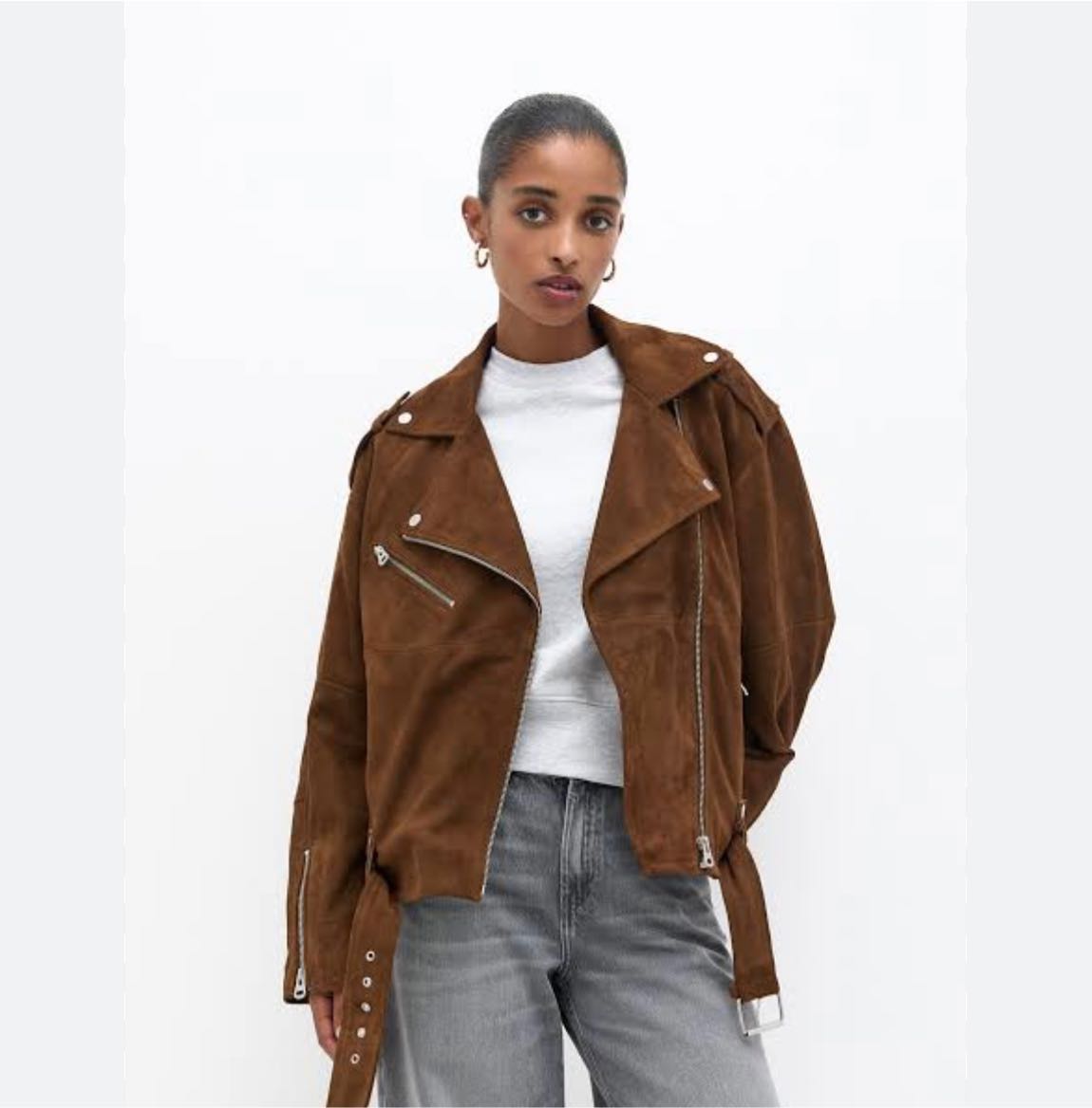 Pull&Bear Taba Süet Deri Ceket — görsel 5/5