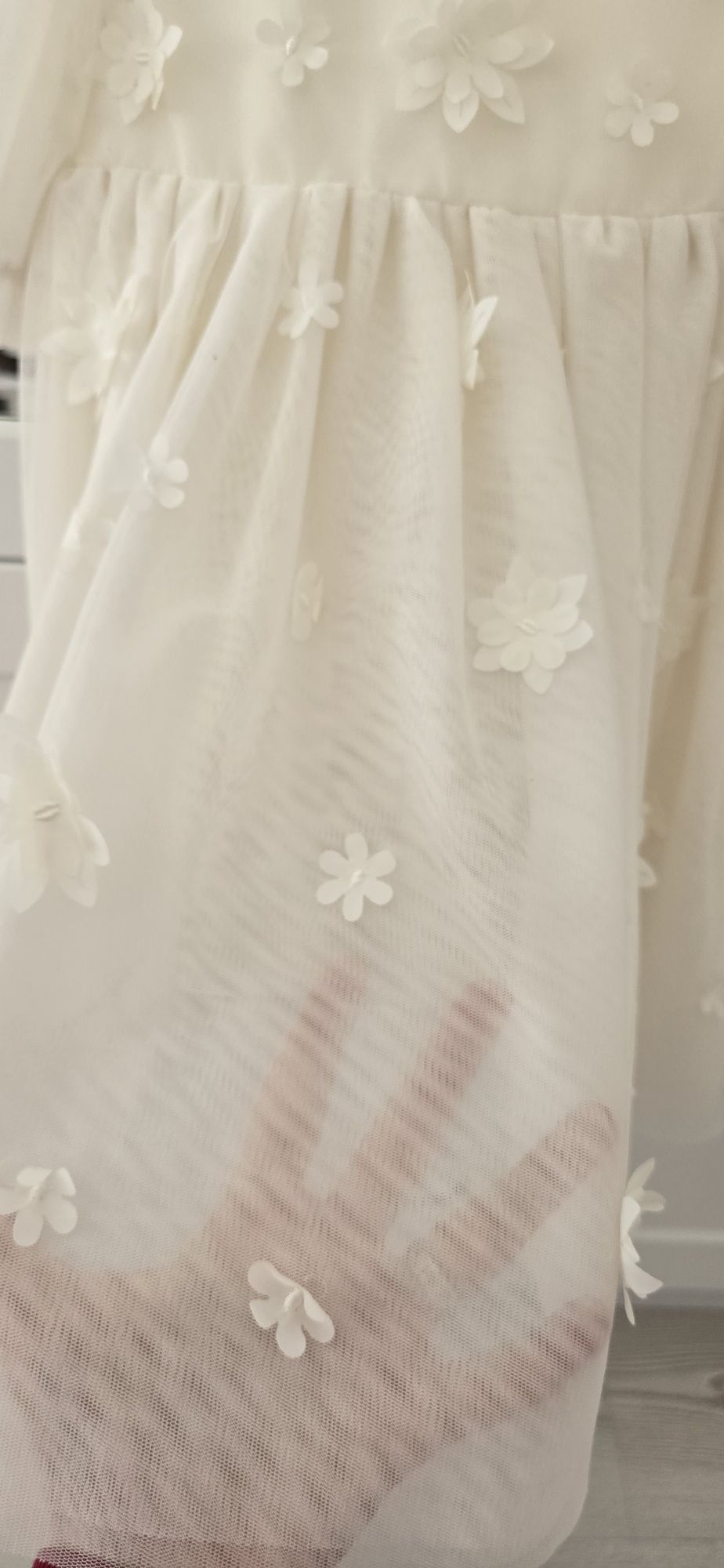 H&M Krem Çiçekli Tül Elbise — görsel 5/8