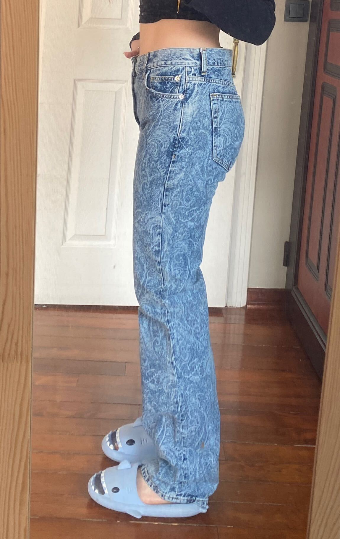 Desenli Mavi Jeans Pantolon — görsel 4/5