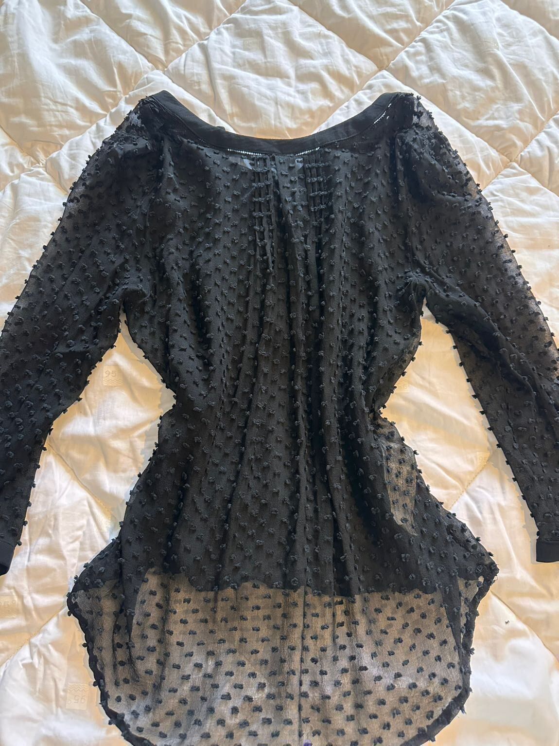 Siyah plumeti şık gotik bluz — görsel 5/5