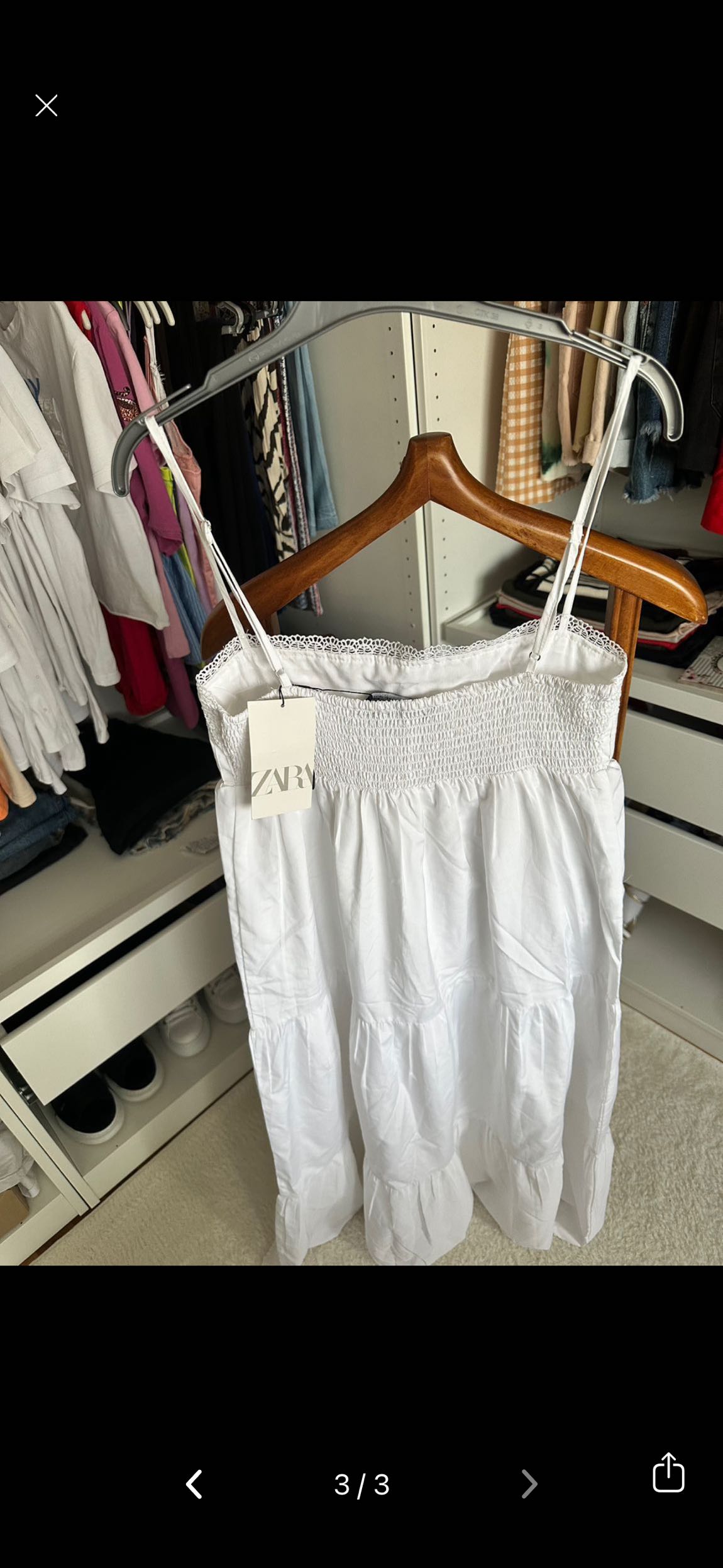 Zara beyaz katlı midi elbise — görsel 3/3