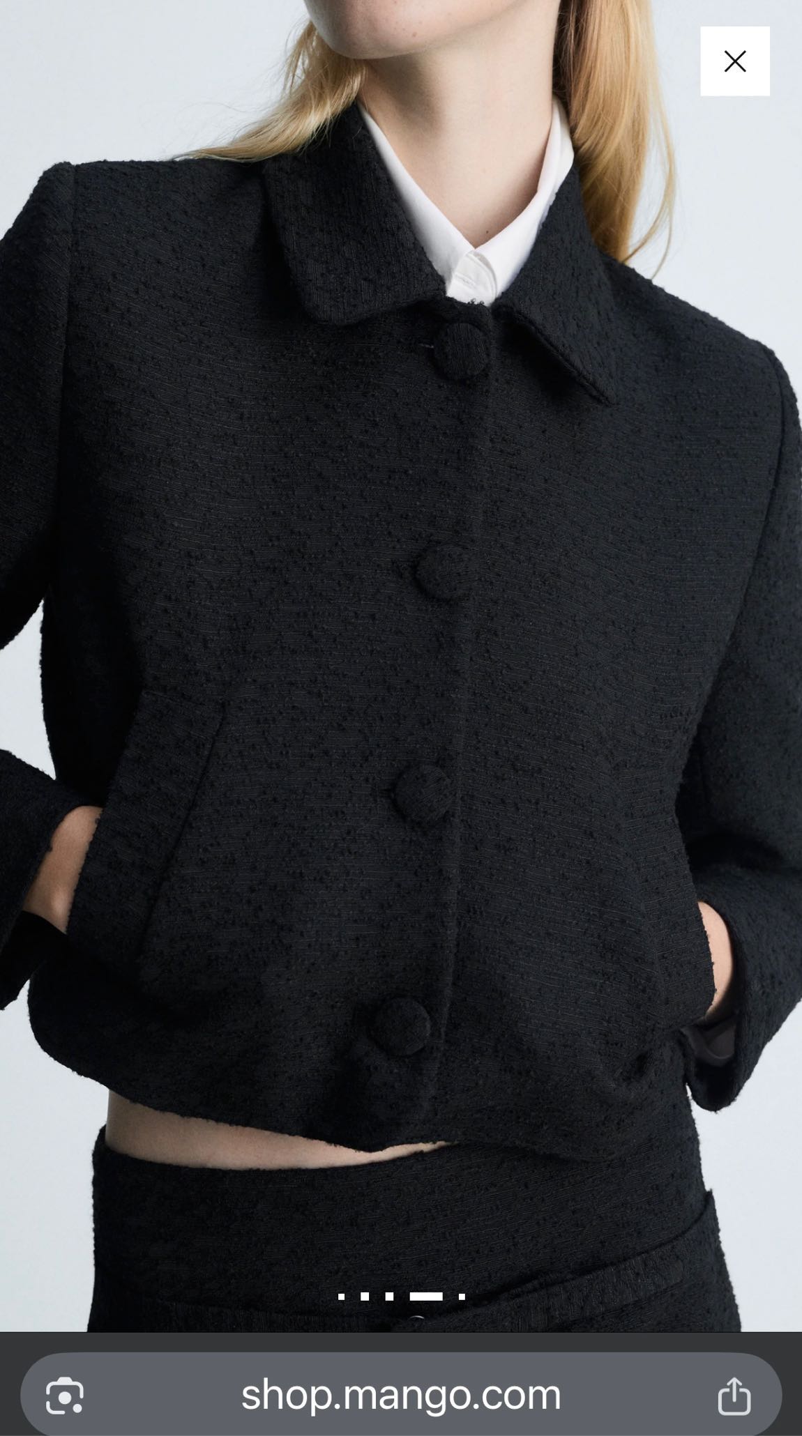Mango crop tweed ceket — görsel 2/8